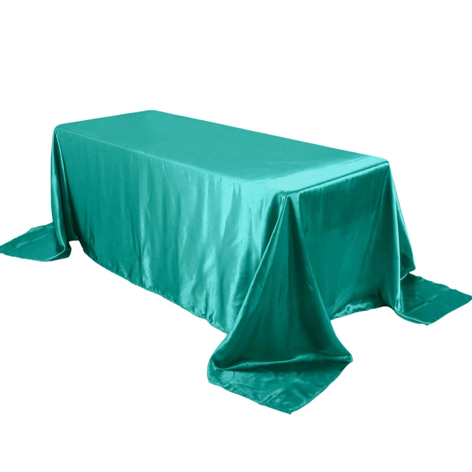 Hot Deal! Seamless Turquoise Satin Rectangular 90x132 Tablecloth for Various Events