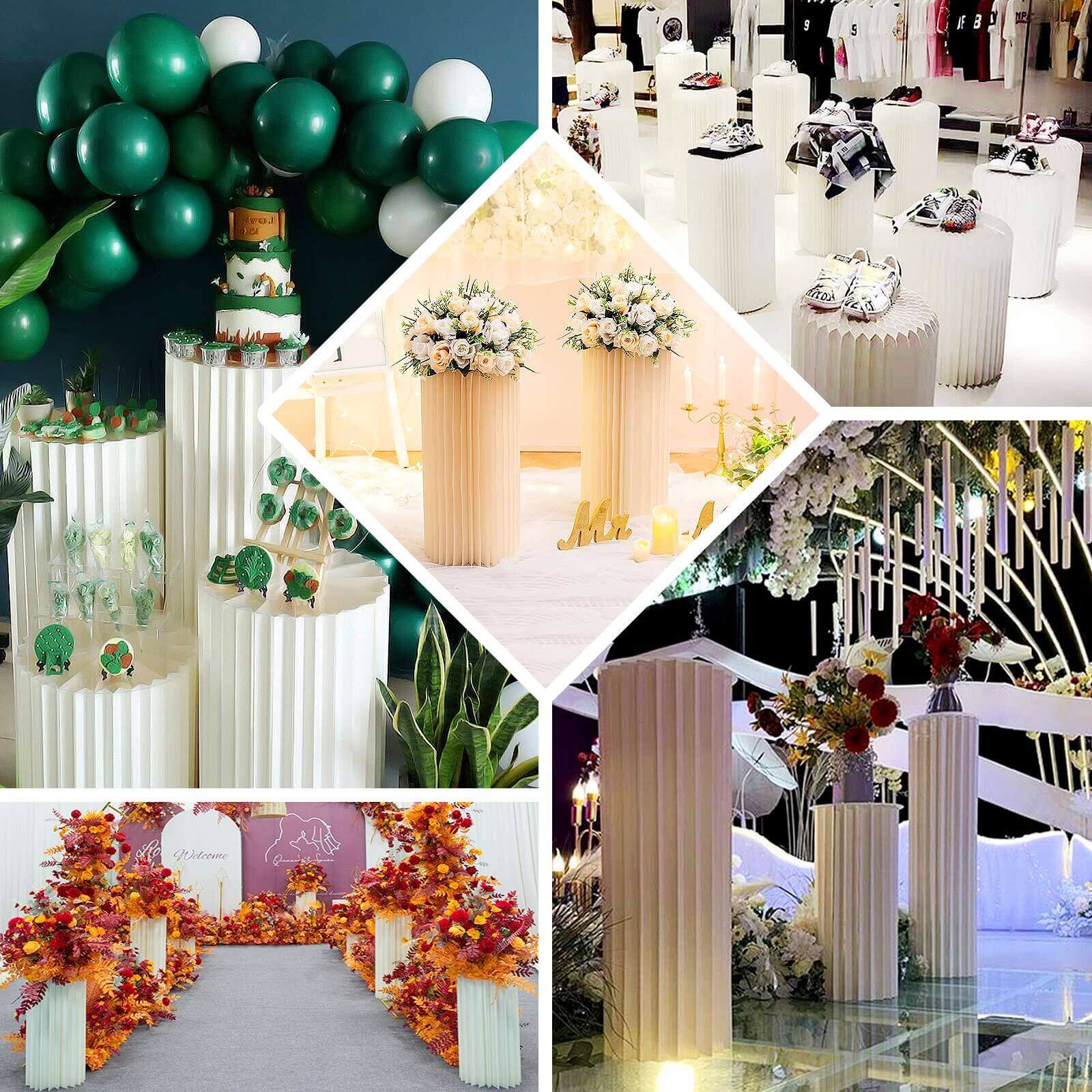 Get Your 40-Inch Ivory Cylinder Display Column Stand with PVC Top Plate for Events