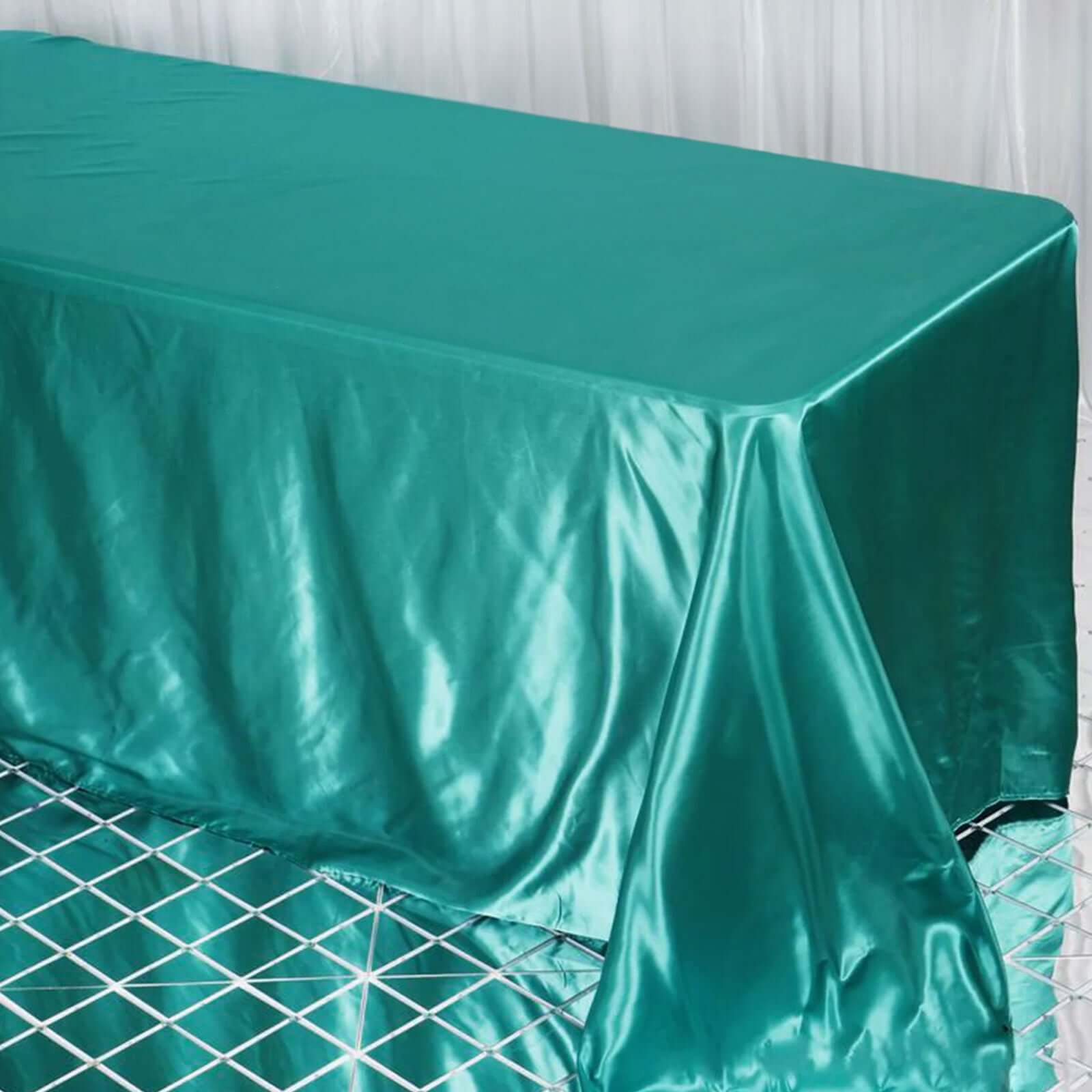 Hot Deal! Seamless Turquoise Satin Rectangular 90x132 Tablecloth for Various Events