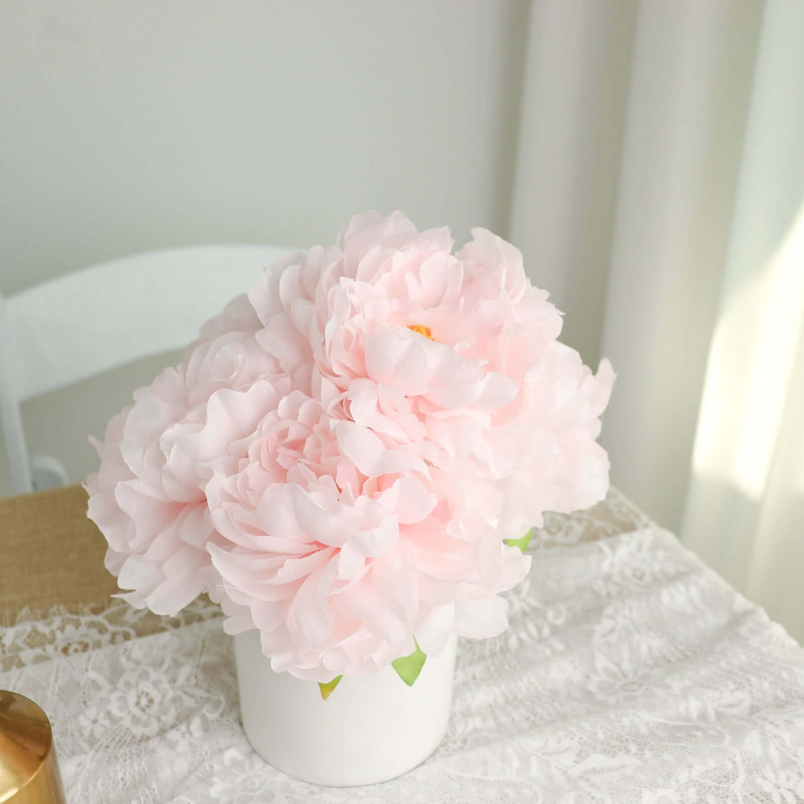 2 Pack of 17-Branch Blush Artificial Silk Peony Flower Bouquets, Realistic Touch