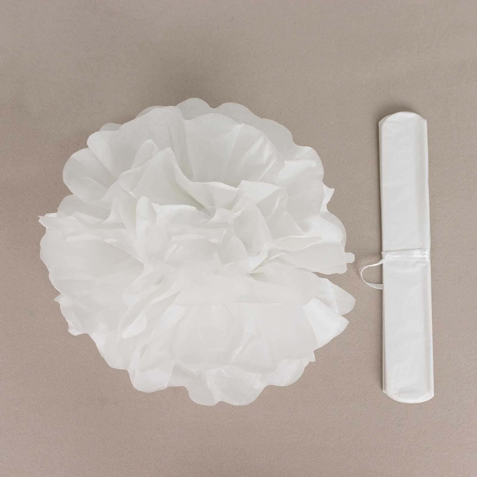 6-Pack 8-Inch White Tissue Paper Pom Pom Flower Balls - Ideal for Party Decor