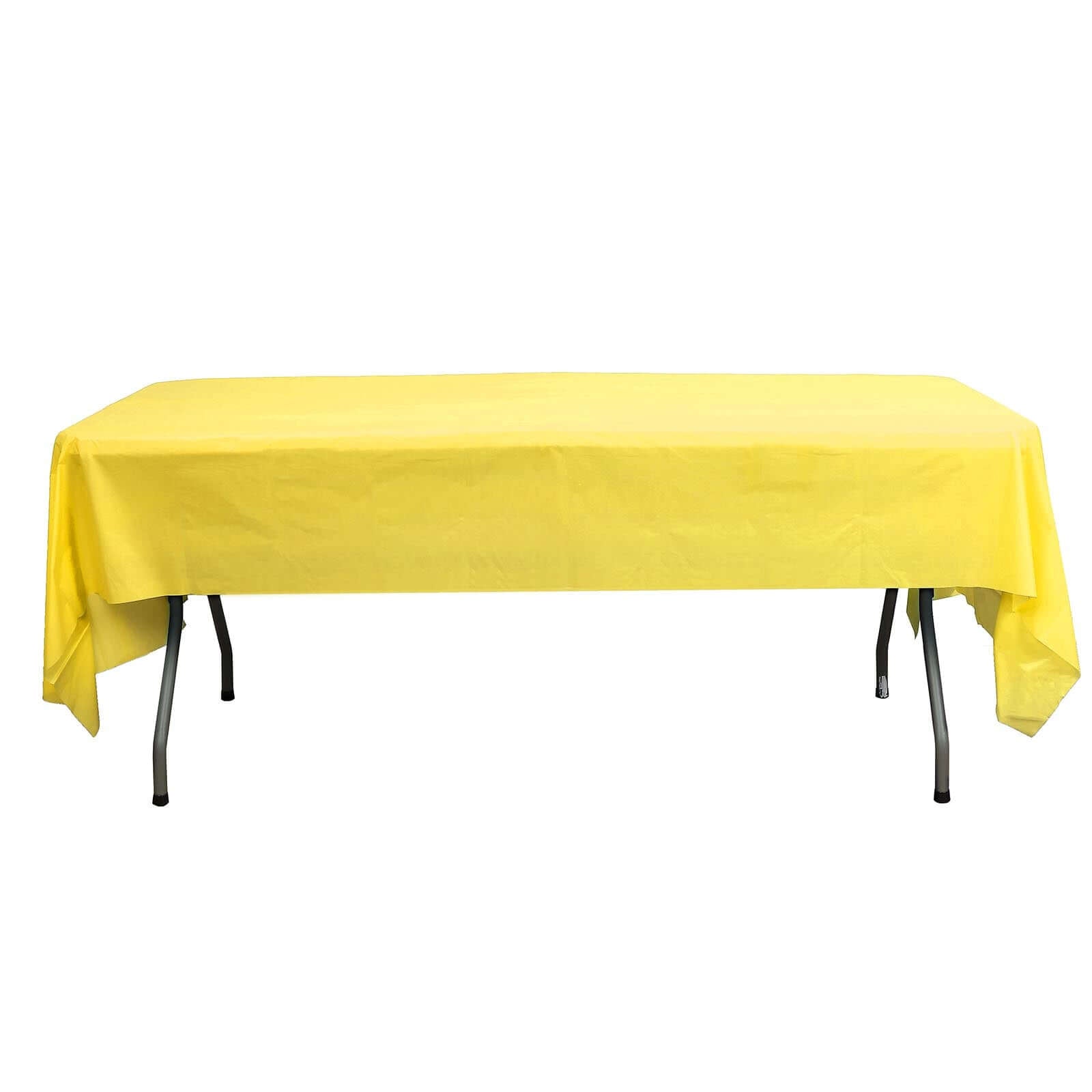 5-Pack Yellow Rectangle PVC Disposable Plastic Table Covers - Ideal for Gatherings