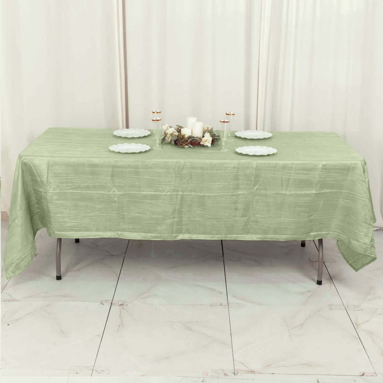 Hot Deal! Sage Green Crinkle Taffeta 60x102 Rectangle Tablecloth