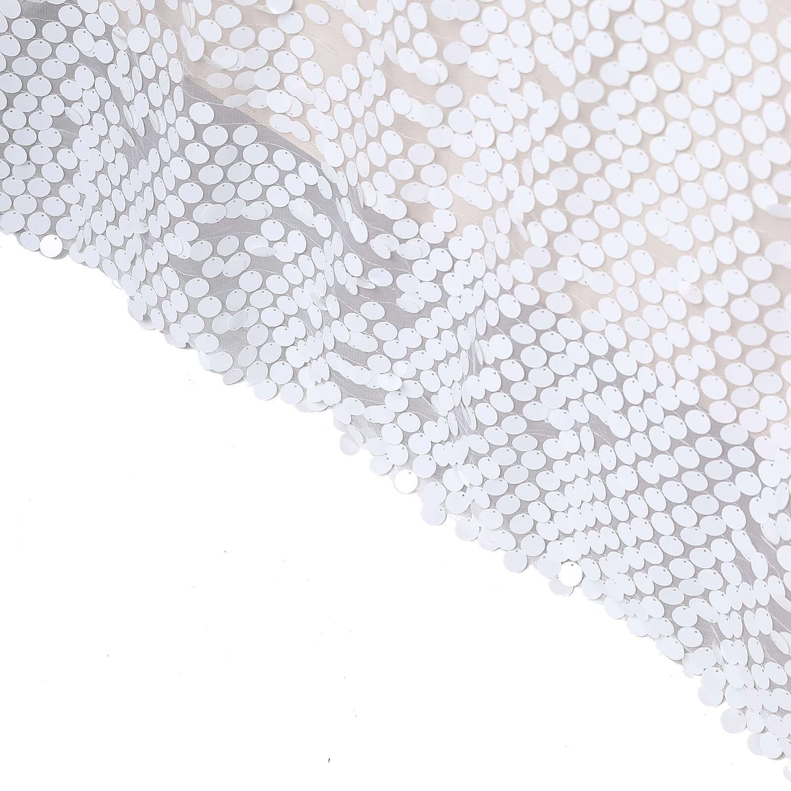 Exclusive Seamless White Sequin Tablecloth, 90x156 Rectangle