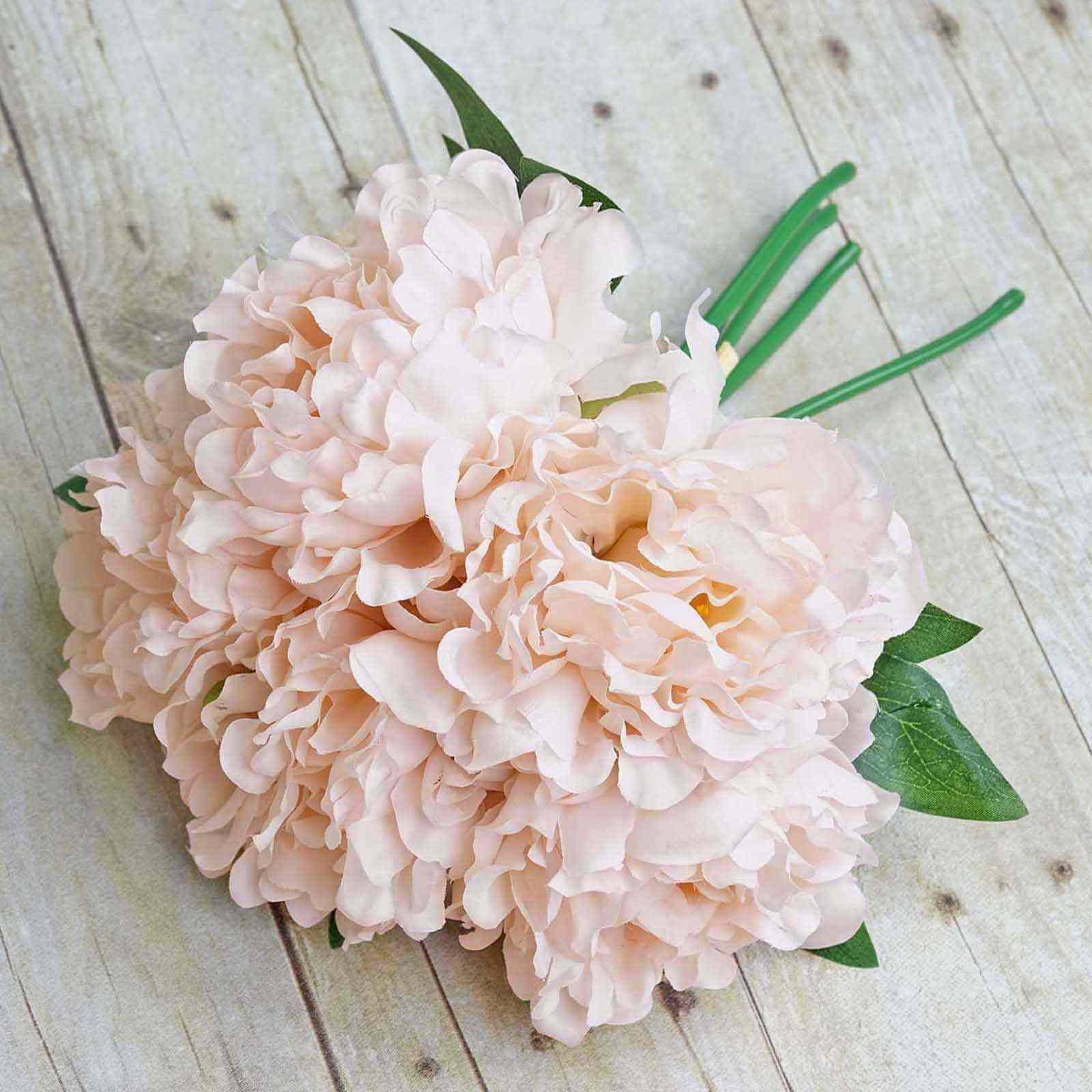 Hot Sale! 11-piece Blush Artificial Silk Peony Flower Bouquet for Various Occasions