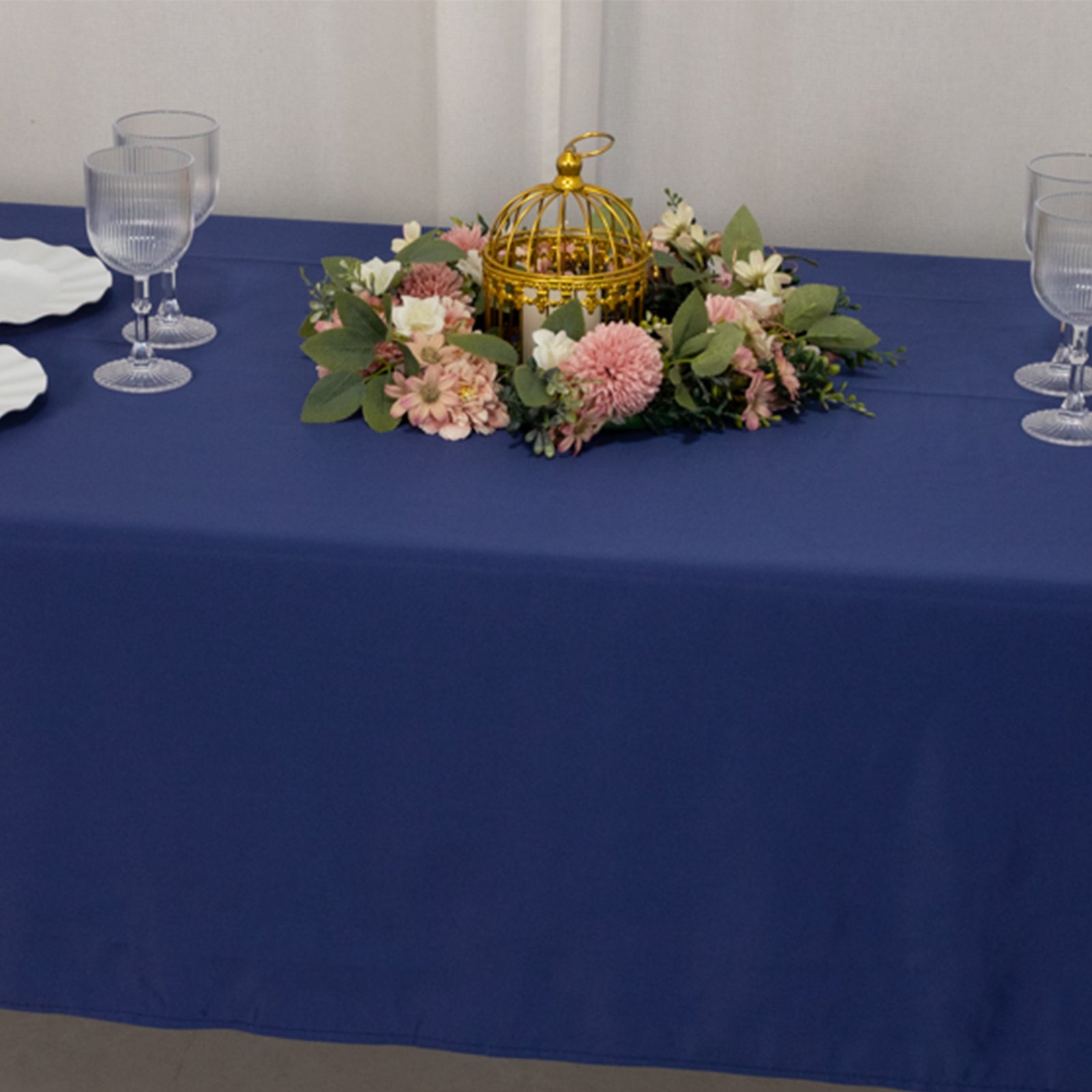 Navy Blue Lamour Satin Rectangle Tablecloth 60x102 - Durable & Soft