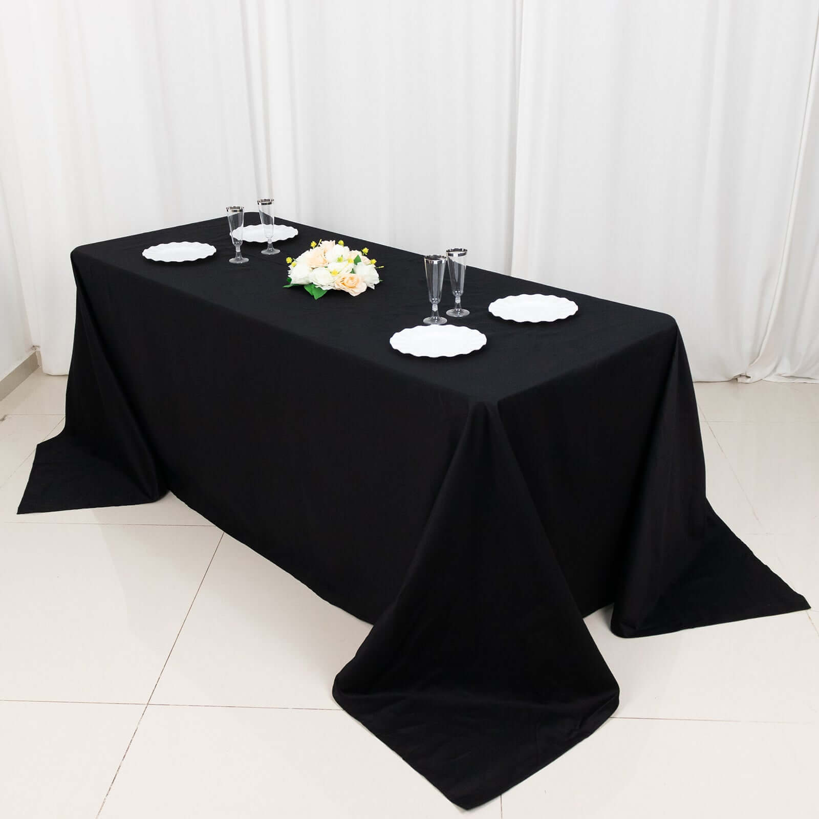 Black Seamless 100% Cotton Rectangle Tablecloth, 90x132, Soft & Breathable