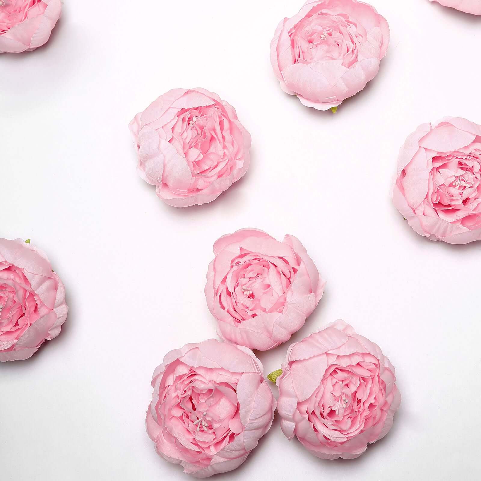 10-Piece Pack of Pink Artificial Peony Flower Heads - Ideal for DIY Event Decor, Scrapbooking & Floral Crafts