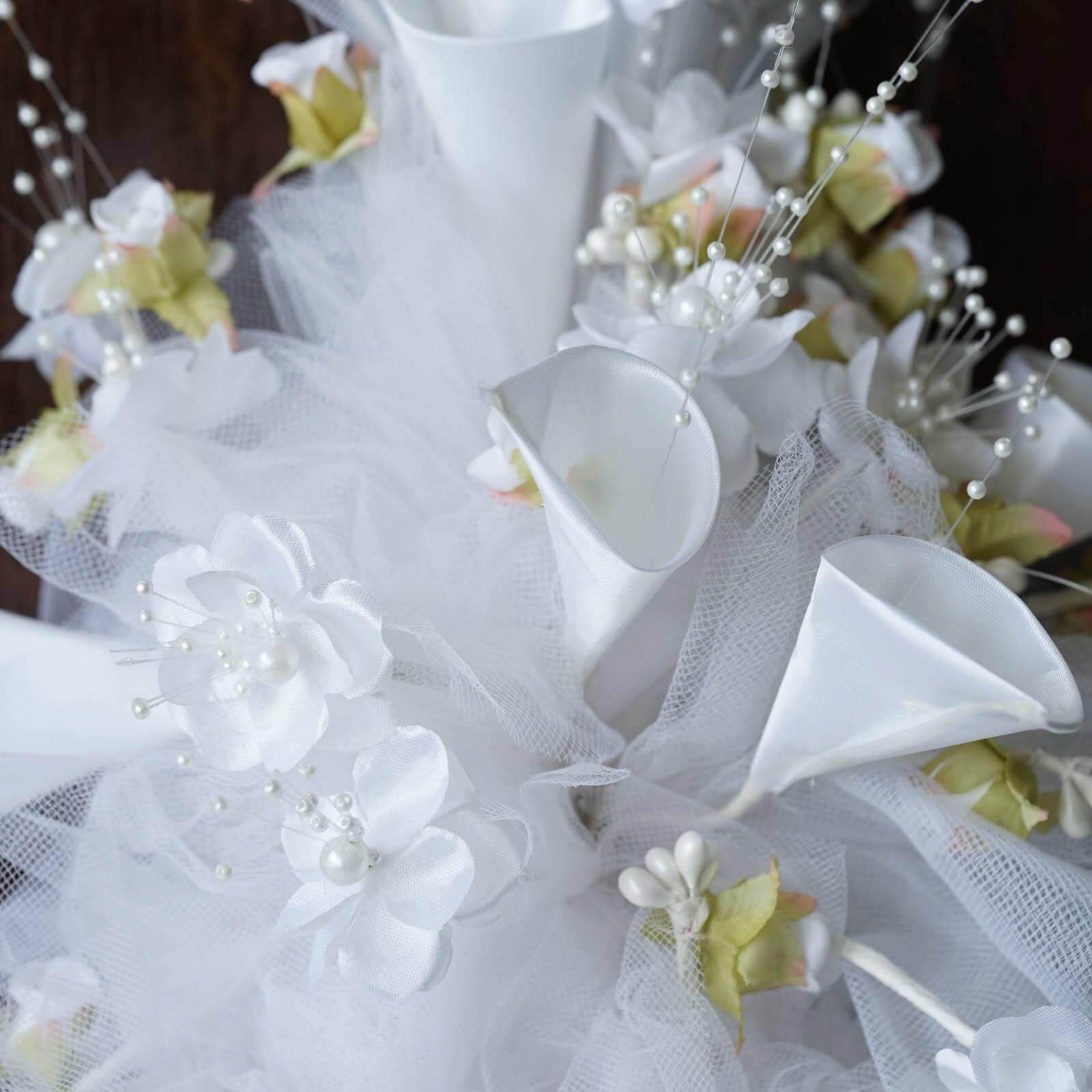 Amazing 20-Piece White Artificial Lily and Tulip Bouquet for Weddings and Special Occasions