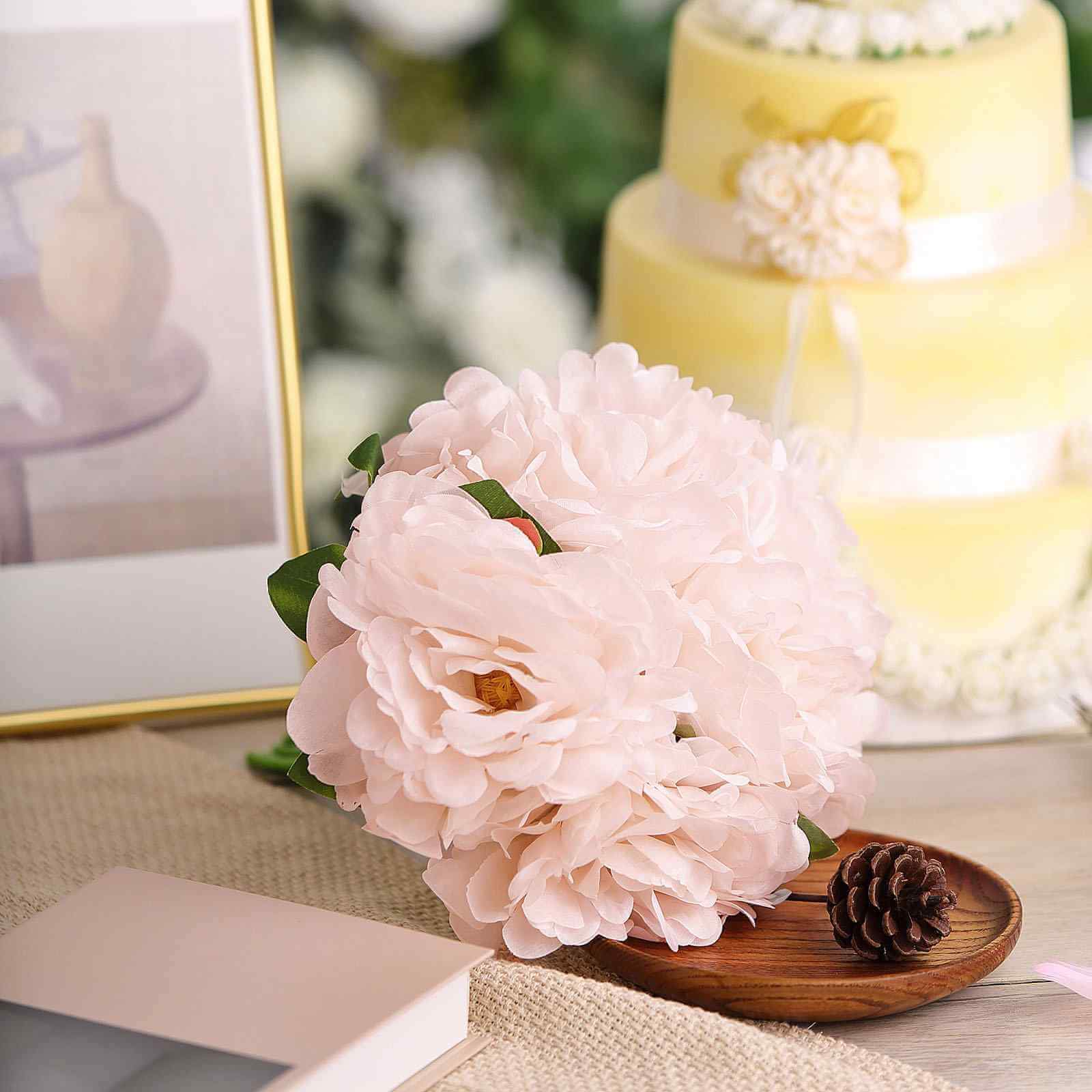 Hot Sale! 11-piece Blush Artificial Silk Peony Flower Bouquet for Various Occasions