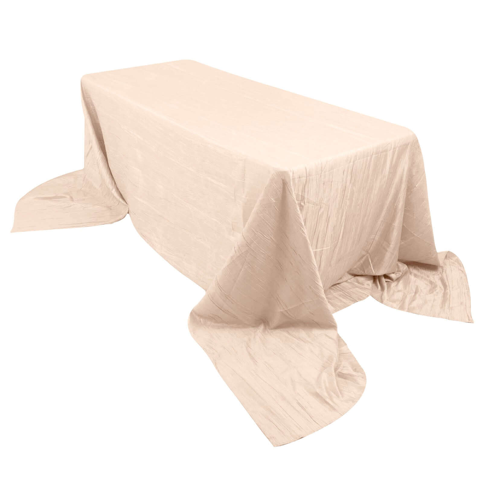 Discount! Beige Crinkle Taffeta Rectangle Tablecloth 90x156 for Weddings and Parties