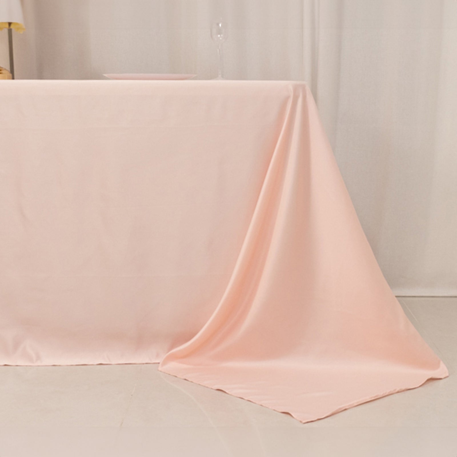 Blush Lamour Satin Rectangle Tablecloth - Soft, Silk - Like & Seamless 90x132