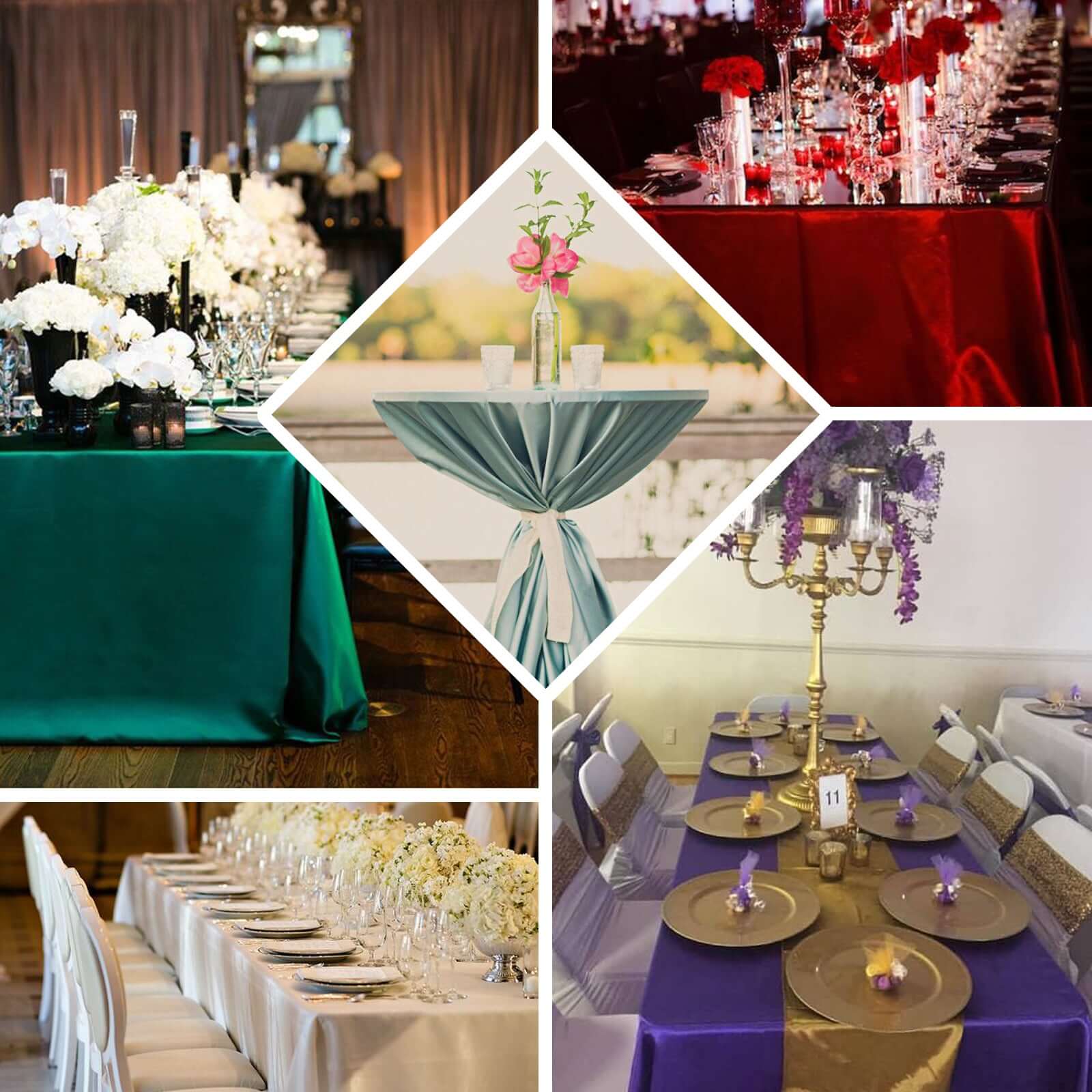 Hot Deal! Seamless Turquoise Satin Rectangular 90x132 Tablecloth for Various Events