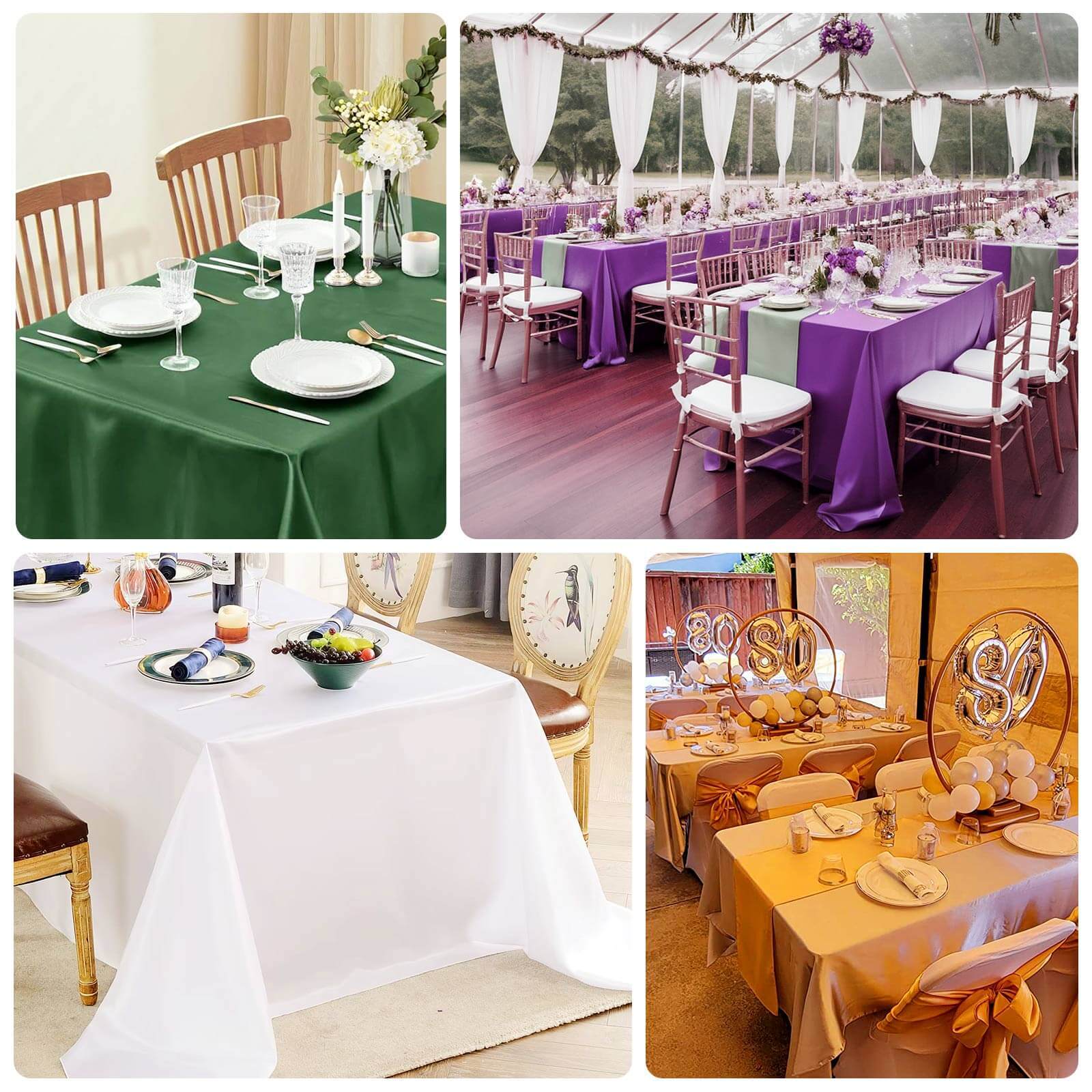 Fuchsia Lamour Satin Rectangle Tablecloth 90x156 - Soft, Seamless & Luxurious