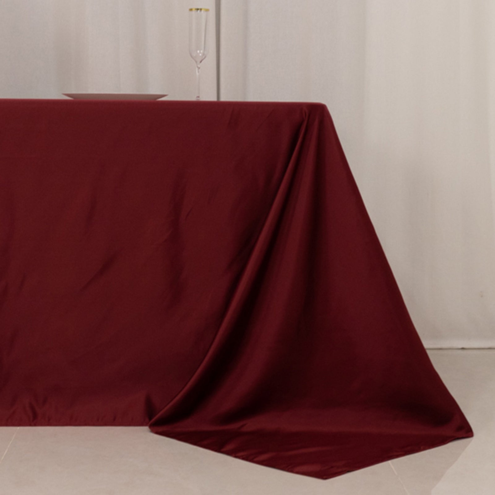 Exclusive Burgundy Lamour Satin Rectangle Tablecloth (90x156) - Soft & Seamless Luxury