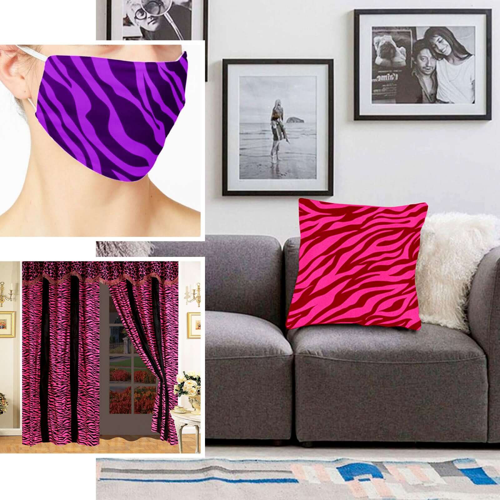 10-Yard Eggplant Zebra Print Taffeta Fabric Roll, 54 Inches Wide