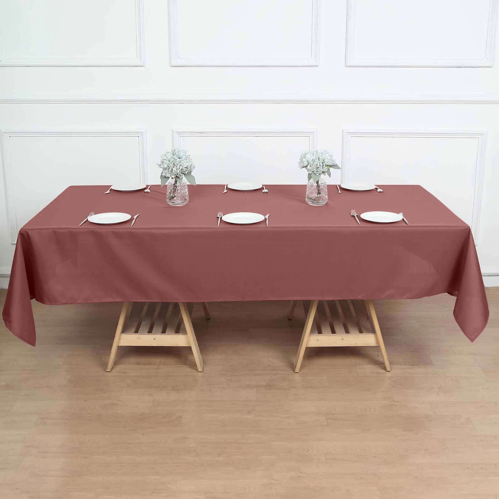 Stylish & Durable 60x102 Polyester Cinnamon Rose Rectangle Tablecloth