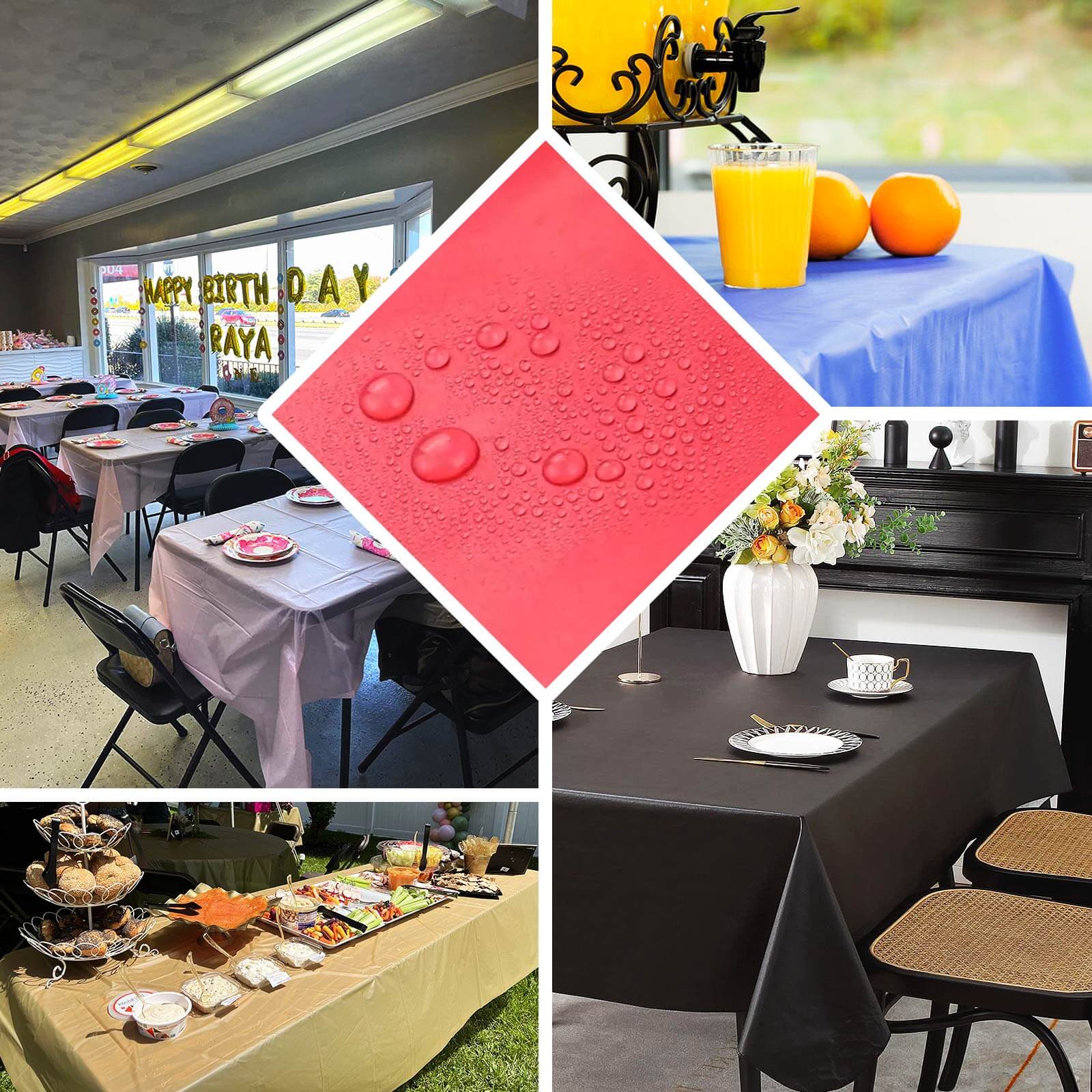 5-Pack Yellow Rectangle PVC Disposable Plastic Table Covers - Ideal for Gatherings