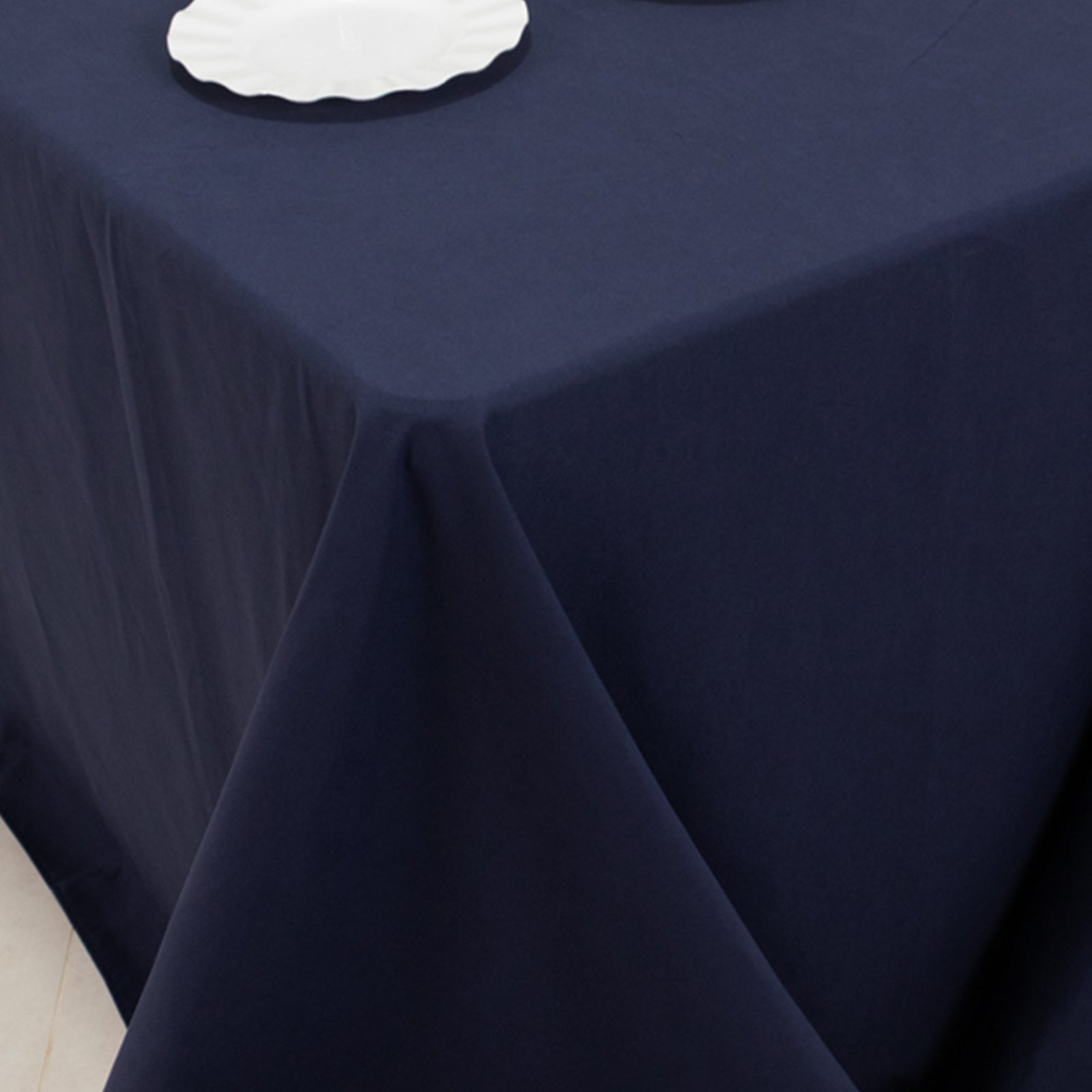 Navy Blue Seamless Wrinkle-Resistant Cotton Blend Rectangle Tablecloth 90x132 - Ideal for Events