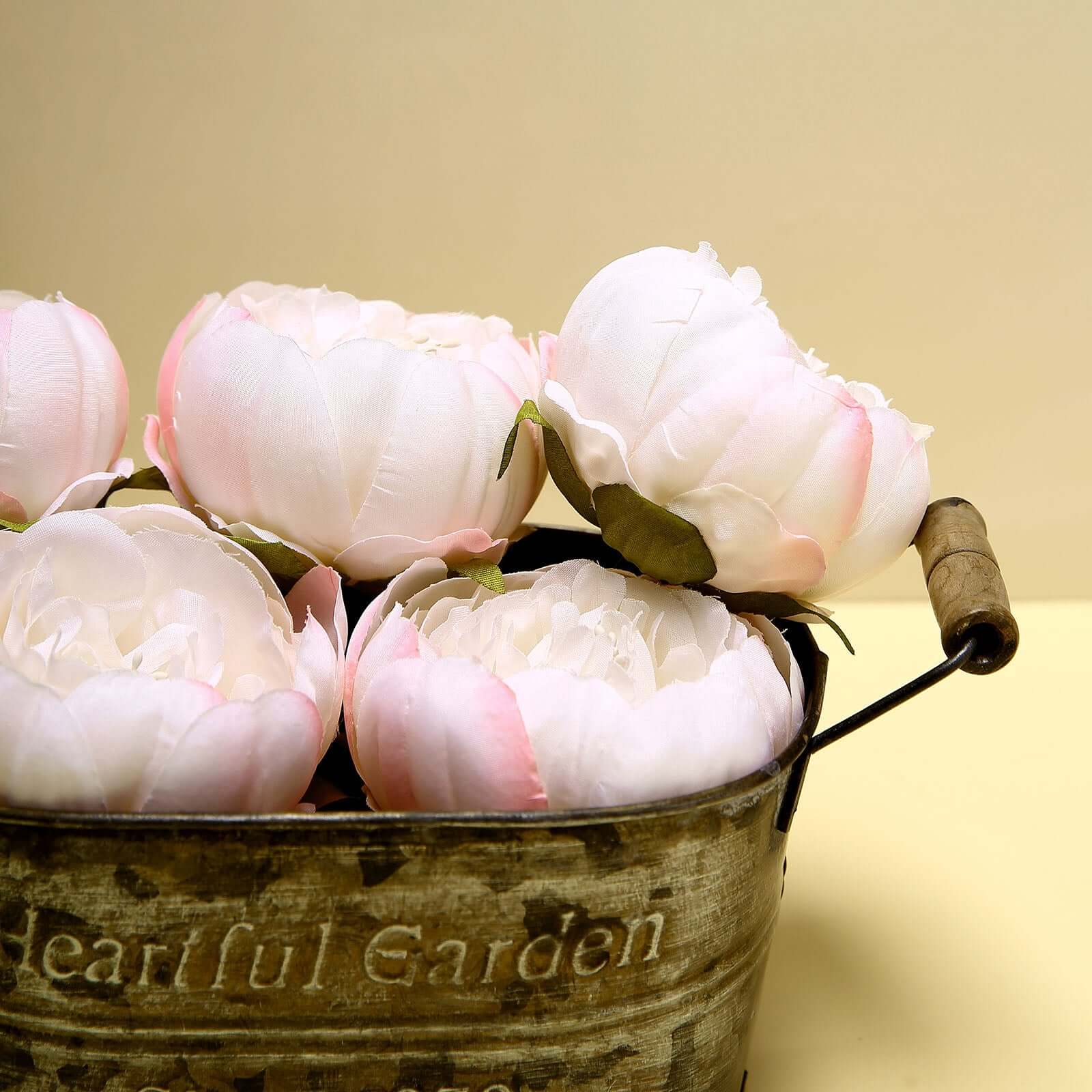 10-Piece Set of Blush Artificial Peony Flower Heads for DIY Events and Floral Crafts