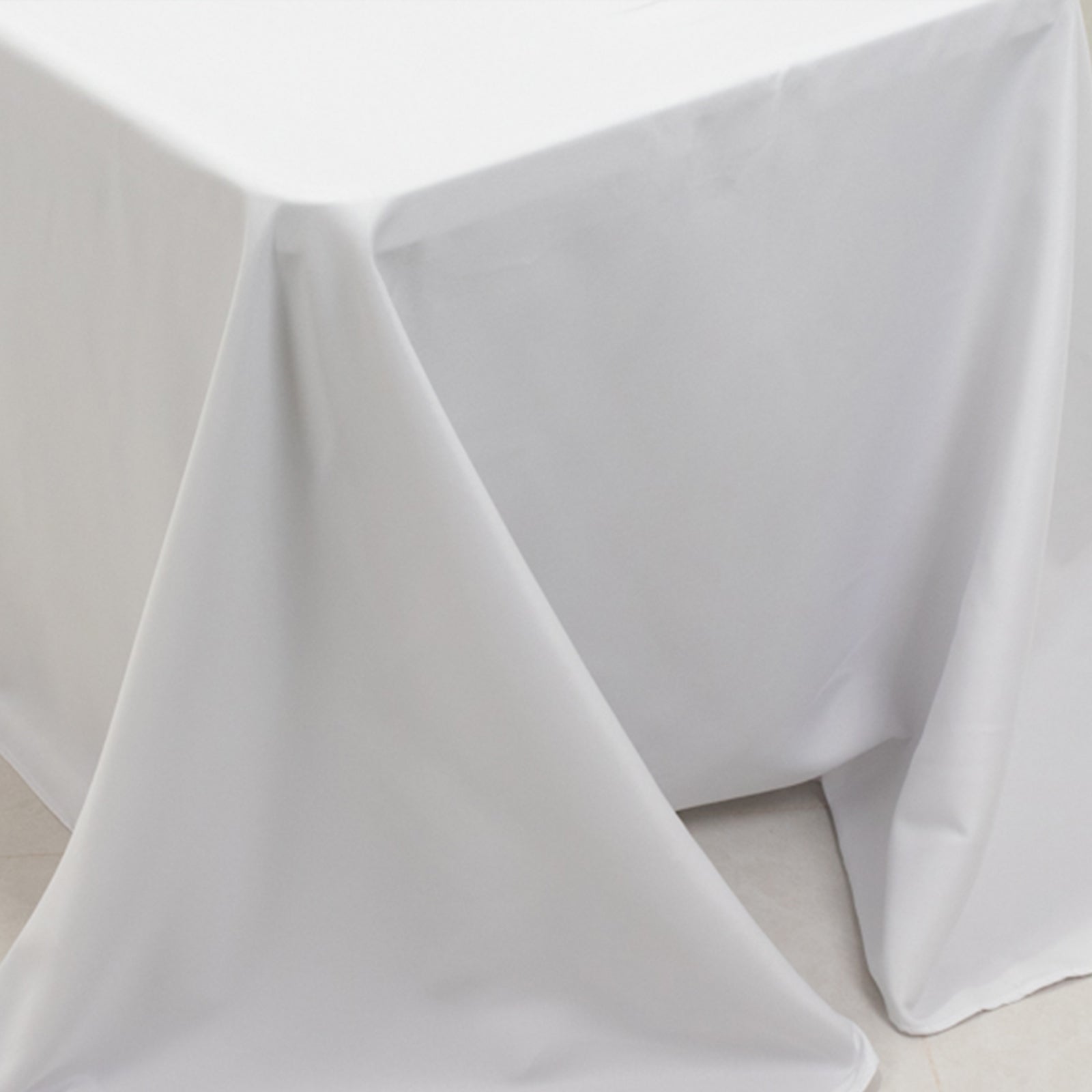 Hot! White Fire Retardant Premium Polyester 90x156 Rectangular Tablecloth for Large Gatherings