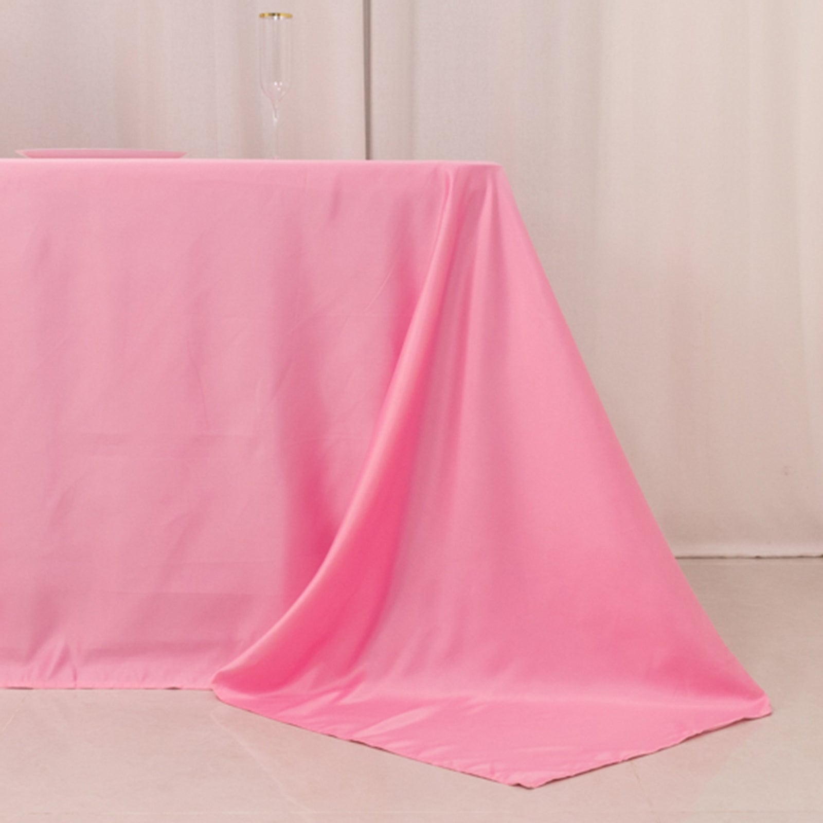 Luxurious Pink Lamour Satin Rectangle Tablecloth, 90x156, Soft and Seamless