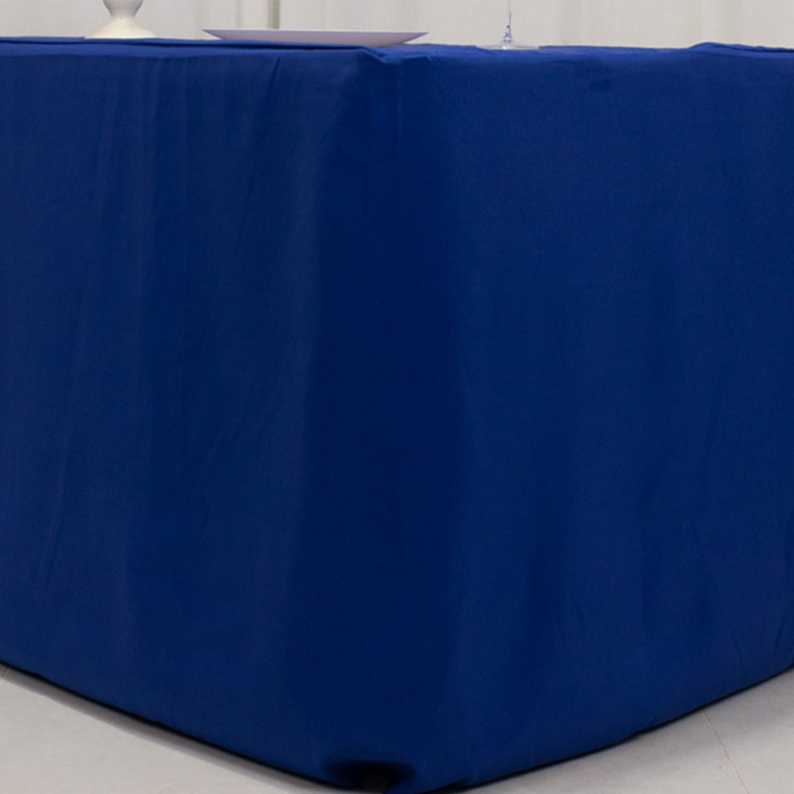 Hot Sale! 6ft Royal Blue Premium Polyester 220GSM Fitted Rectangle Tablecloth for Banquets
