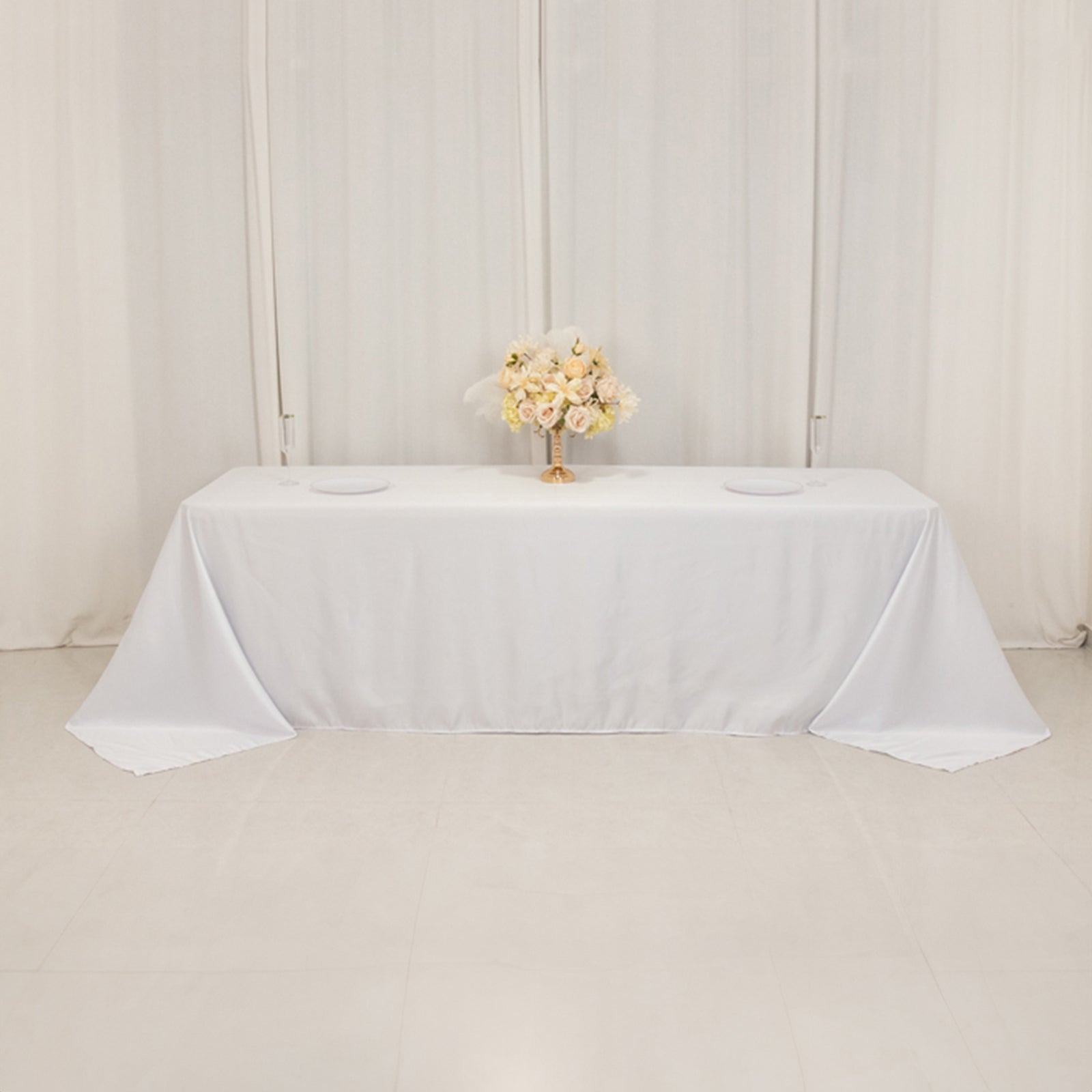 Luxury White Lamour Satin Rectangle Tablecloth 90x156 - Ideal for Stylish Events