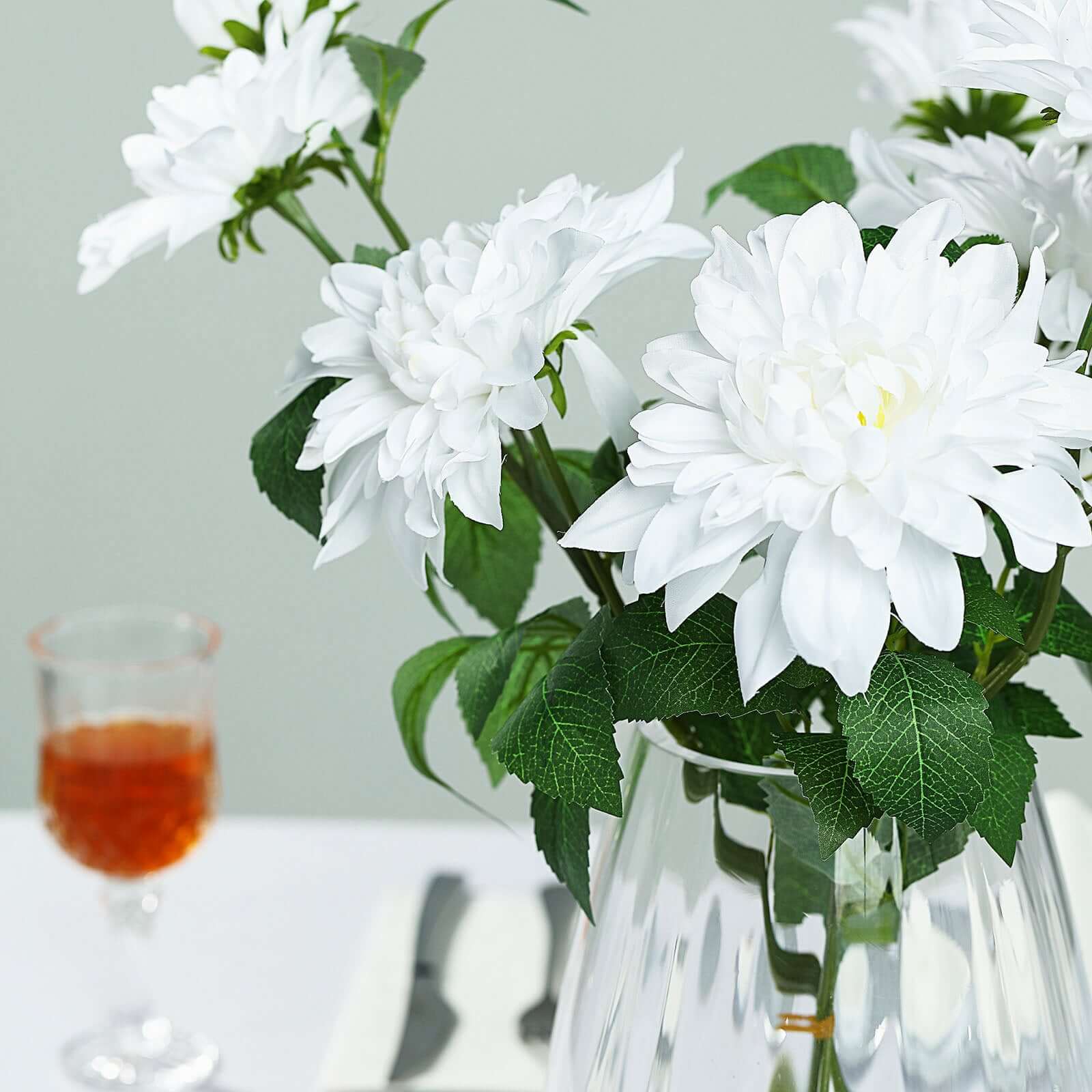 30-Inch Tall White Silk Faux Dahlia Flower Stems for Stunning Arrangements