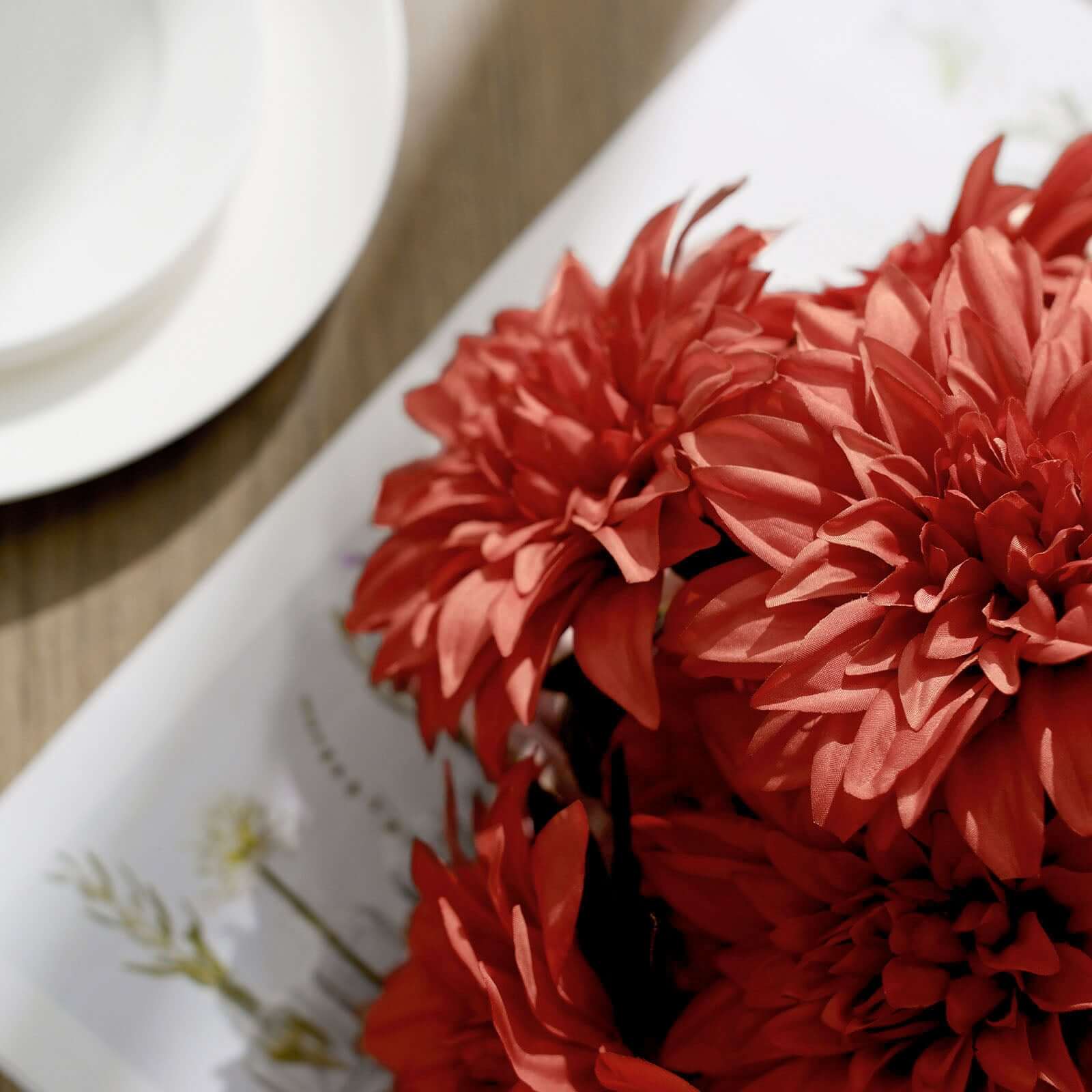 Special Offer! 2 Bouquets of 20 Terracotta Artificial Silk Dahlia Flower Spray Bushes for Decor