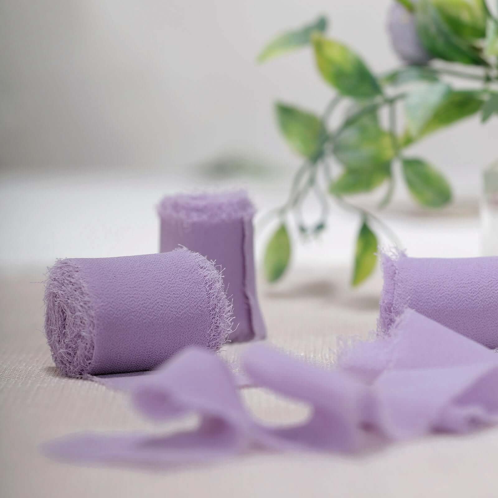 2-Pack Violet Amethyst Silk-Like Chiffon Linen Ribbon Rolls - Ideal for Bouquets & Gift Wrapping