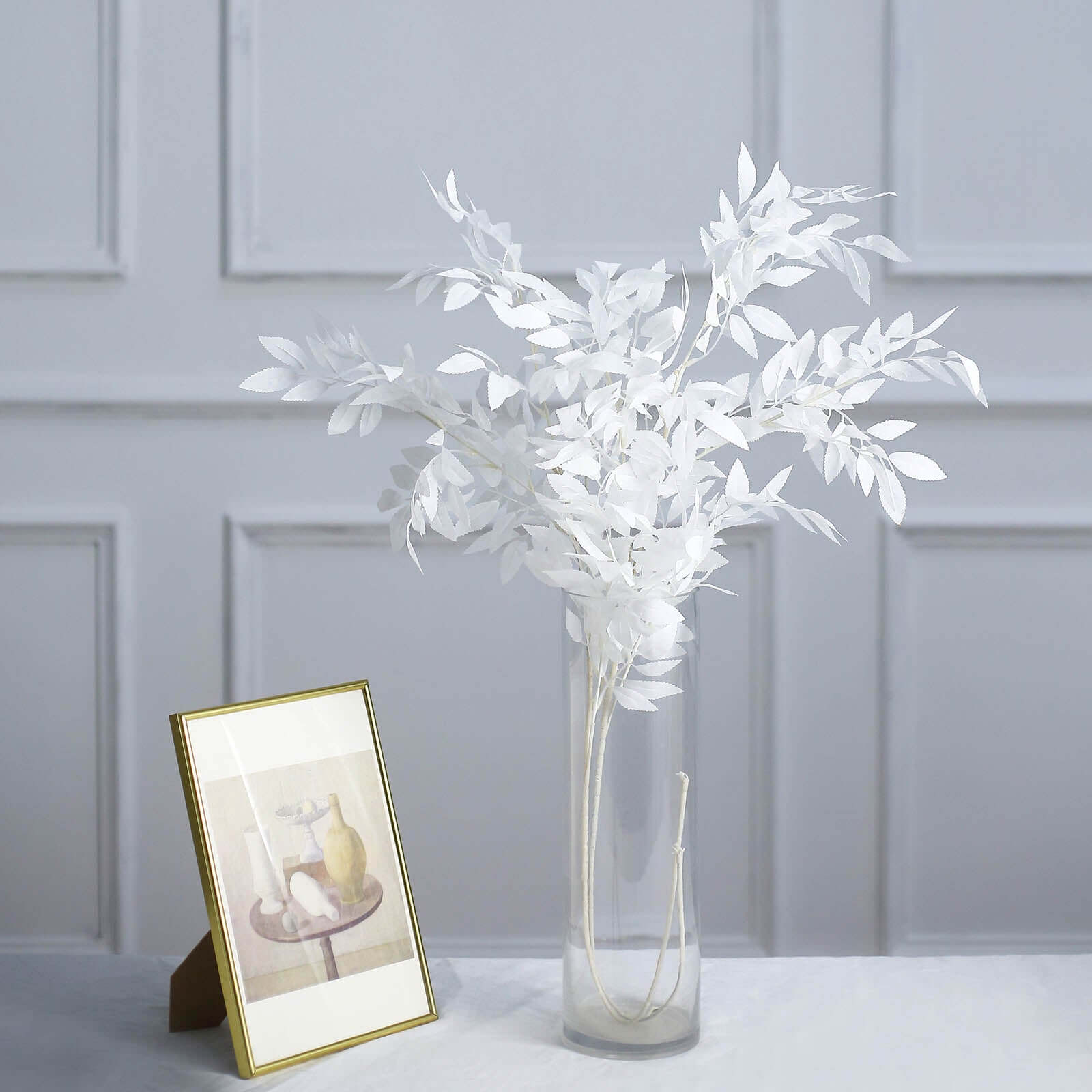 Get 2 White Artificial Silk Beech Leaf Branches - 42" Tall, Ideal Vase Fillers