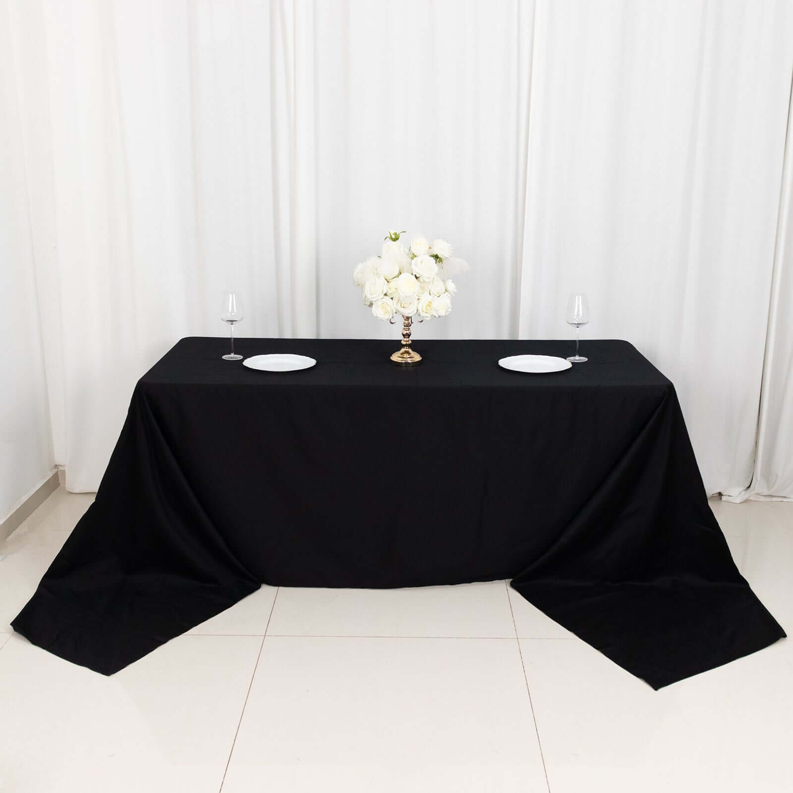 Exclusive Black 100% Cotton Seamless Tablecloth, 90x156