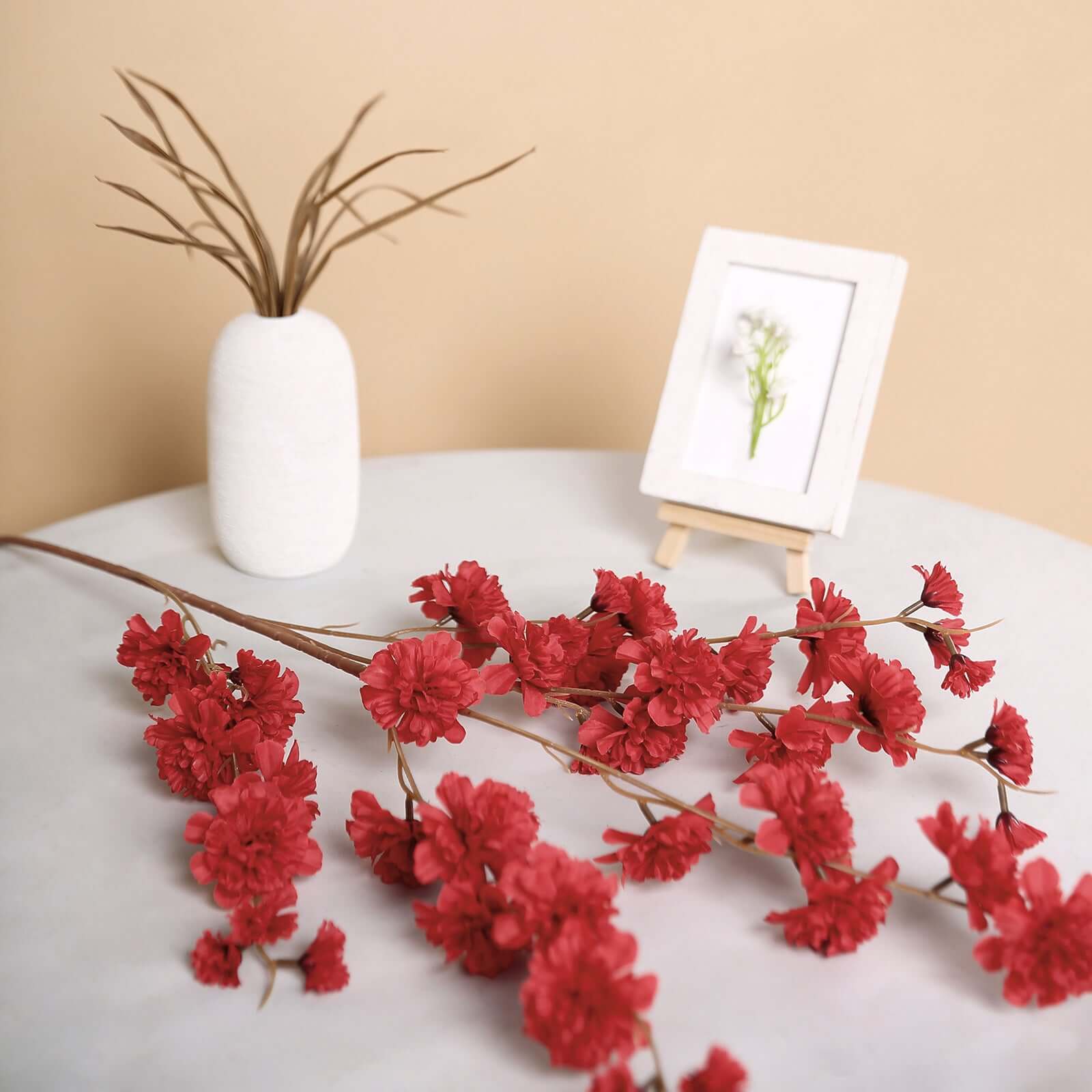 42-Inch Tall Red Artificial Silk Carnation Flower Stems - Set of 2 Branches