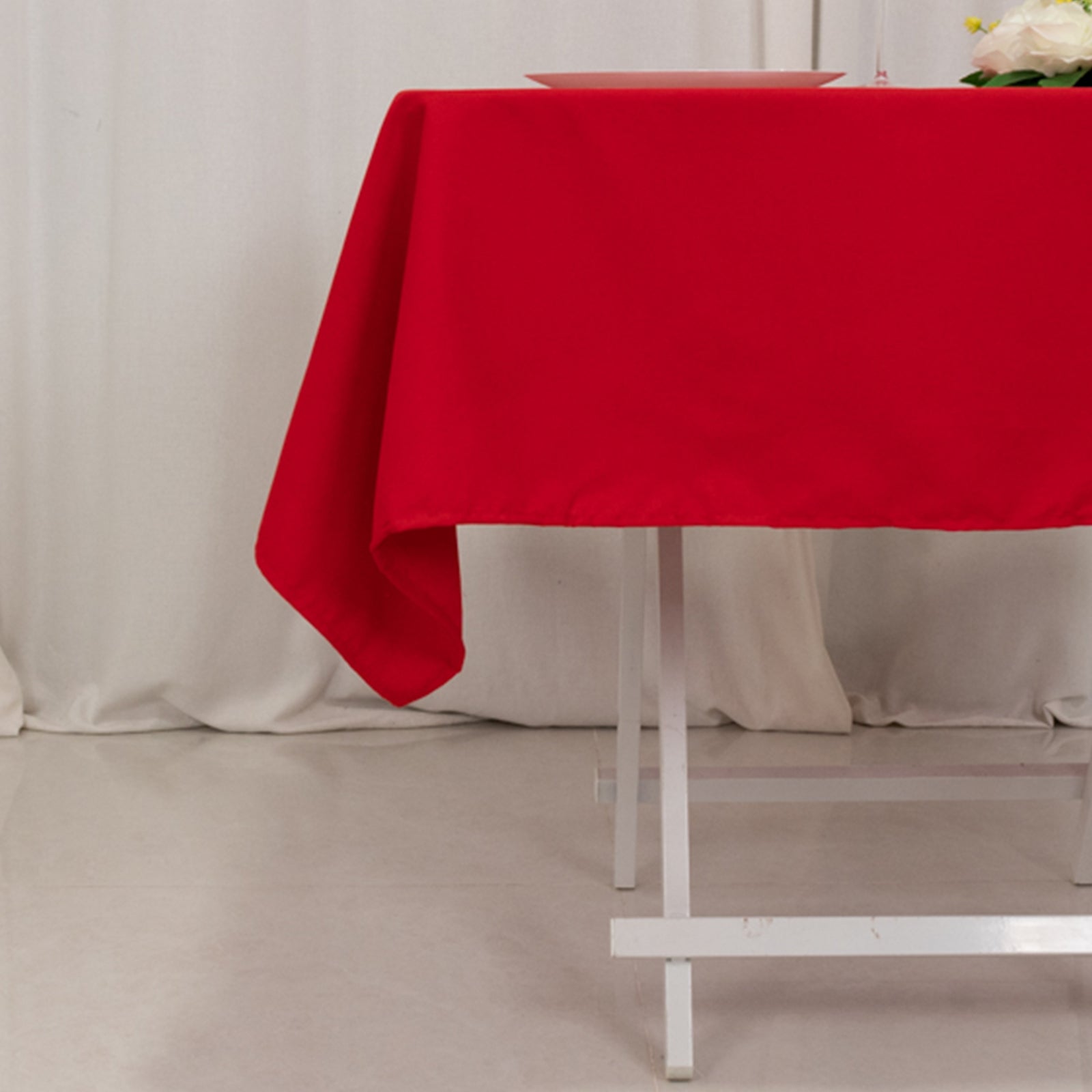 Wrinkle-Resistant Red Cotton Blend 54x54 Square Tablecloth