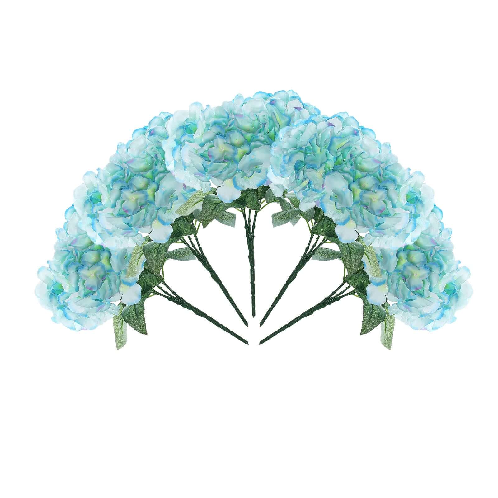 Get 5 Artificial Silk Baby Blue Hydrangea Flower Bouquets for Lifelike Decor