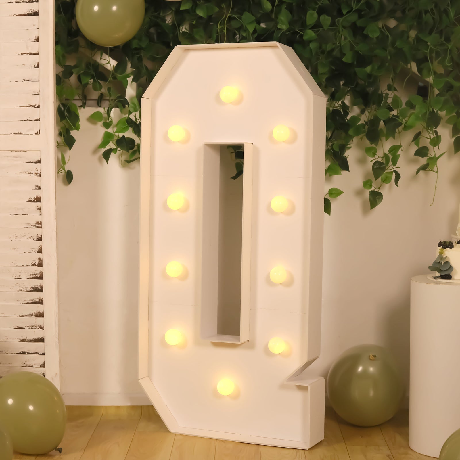 Giant LED Marquee Light Up Letter Q, White 4ft Pre-Cut Foam Board with 10 Warm White Battery Operated LEDs, Glue Gun and Sticks