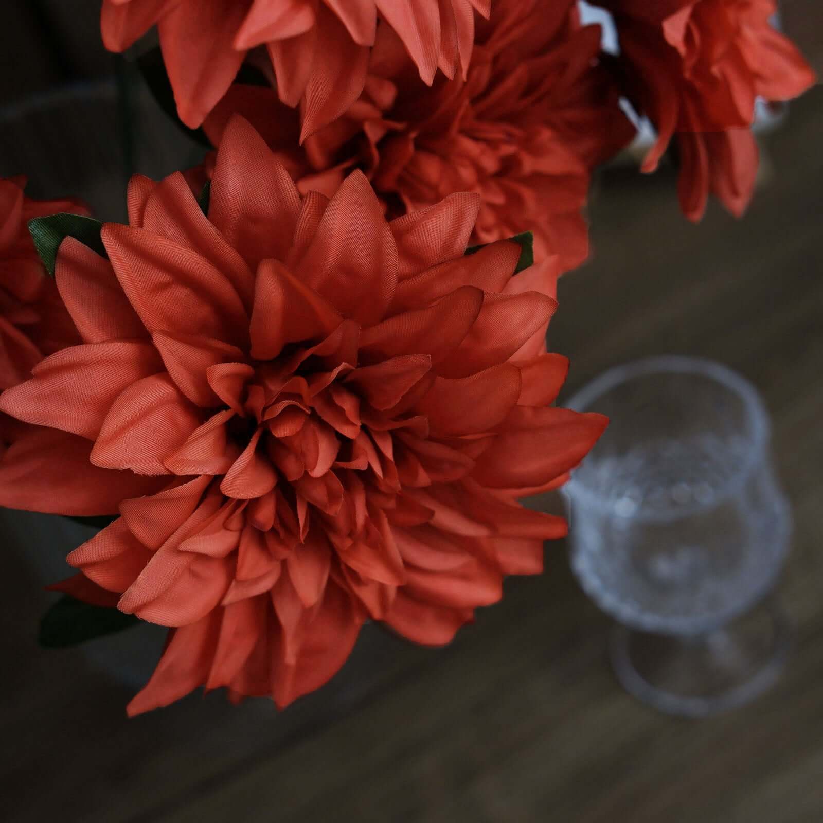 Special Offer! 2 Bouquets of 20 Terracotta Artificial Silk Dahlia Flower Spray Bushes for Decor