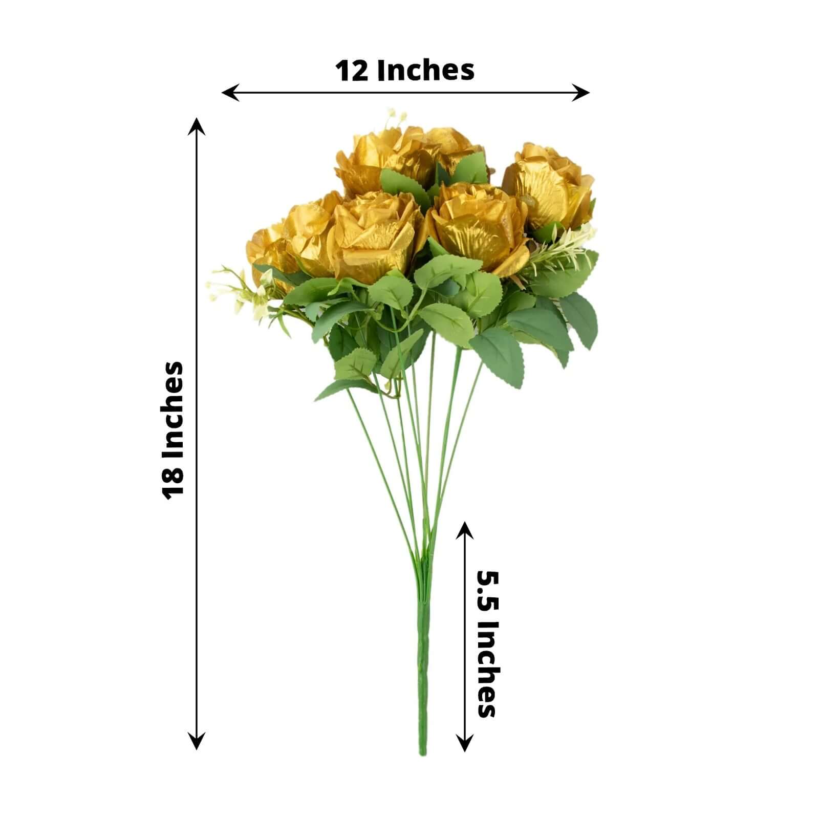 2 Bushes of 18 Realistic Touch Gold Silk Artificial Rose Flower Bouquets with Long Stems