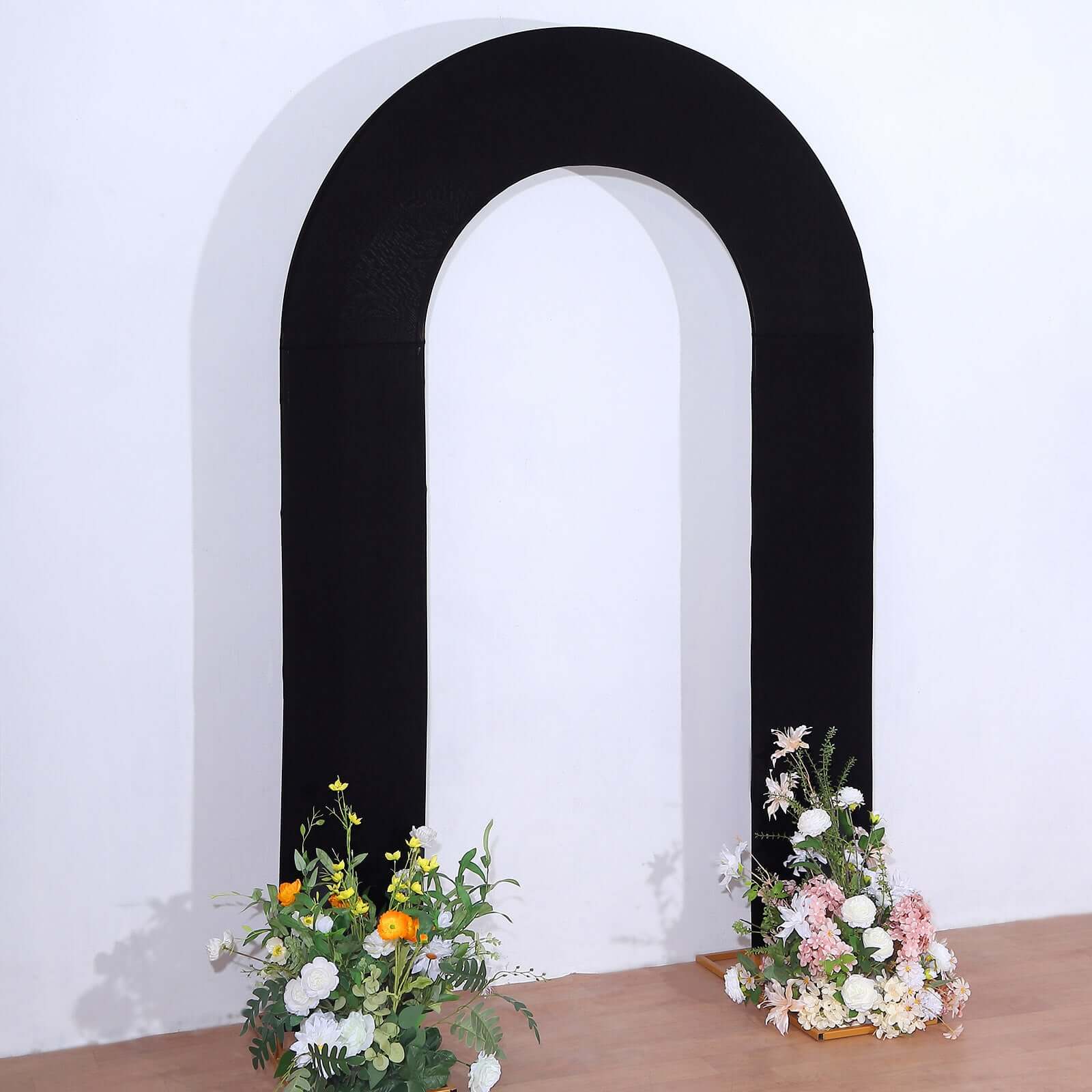 8ft Premium Black Spandex U-Shaped Fitted Open Arch Wedding Arch Slipcover - Ideal for Events