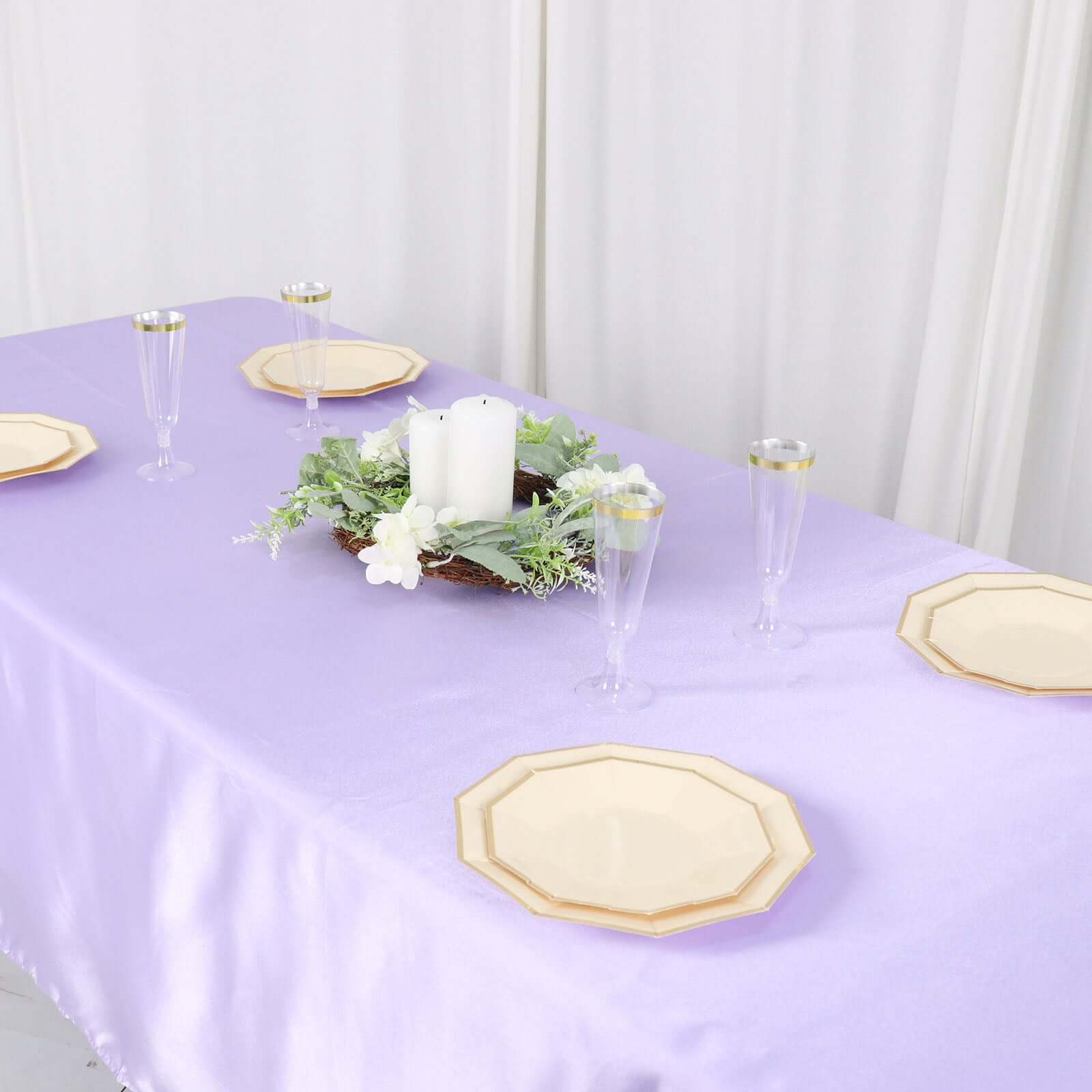 Lavender Lilac Satin Rectangular 60x102 Tablecloth - Lustrous and Smooth Cover