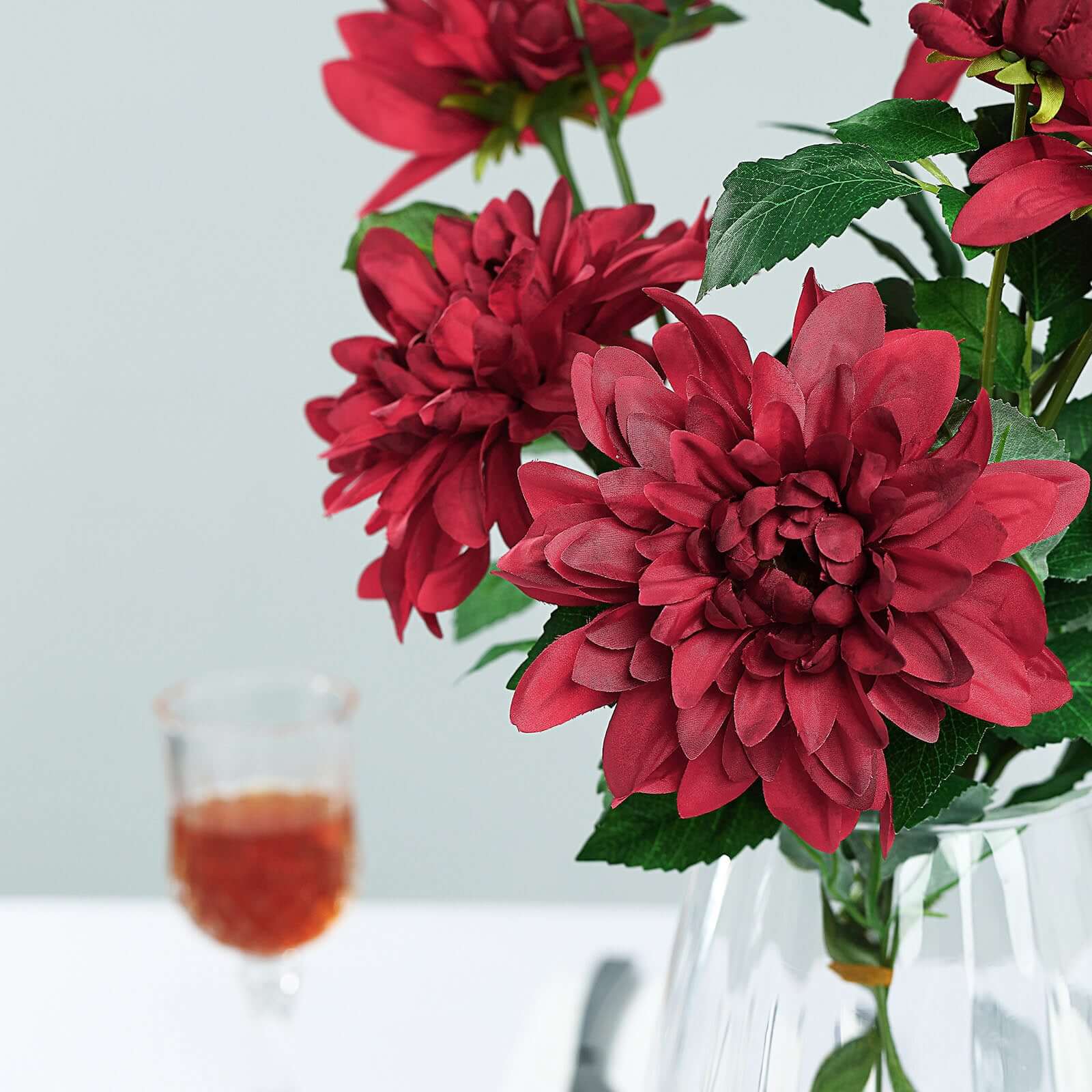 30-Inch Tall Burgundy Artificial Silk Dahlia Flower Stems - Perfect for Stunning Floral Decor