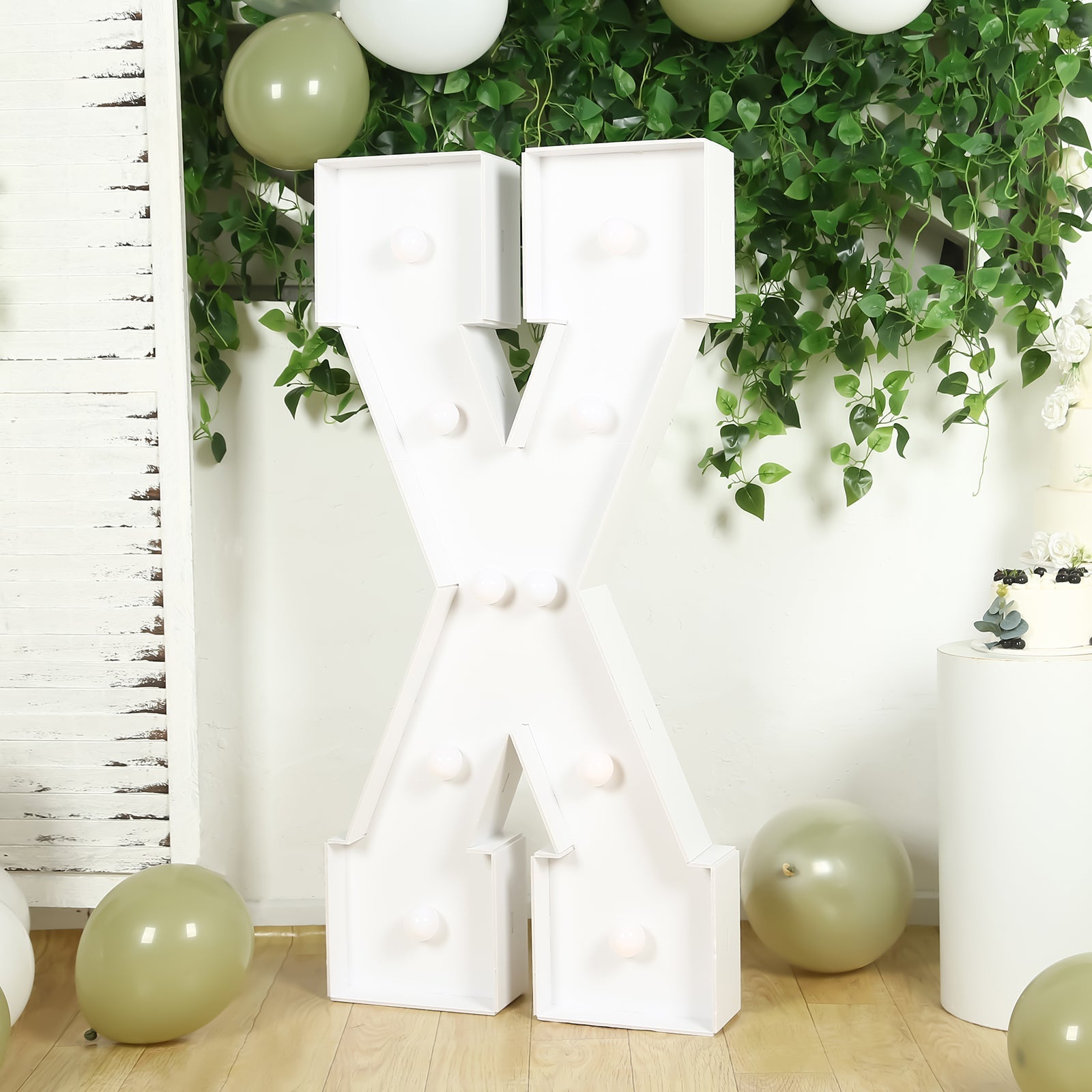 4ft White Giant LED Marquee Light-Up Letter X with 10 Warm White Battery-Operated LEDs, Glue Gun & Sticks - Ideal Decor