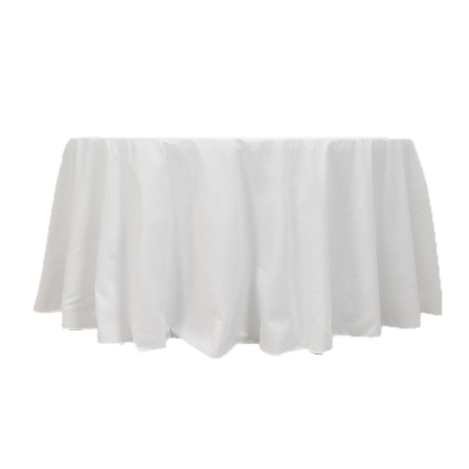 White 120" Cotton Blend Round Tablecloth: Seamless & Wrinkle-Resistant for Upscale Events