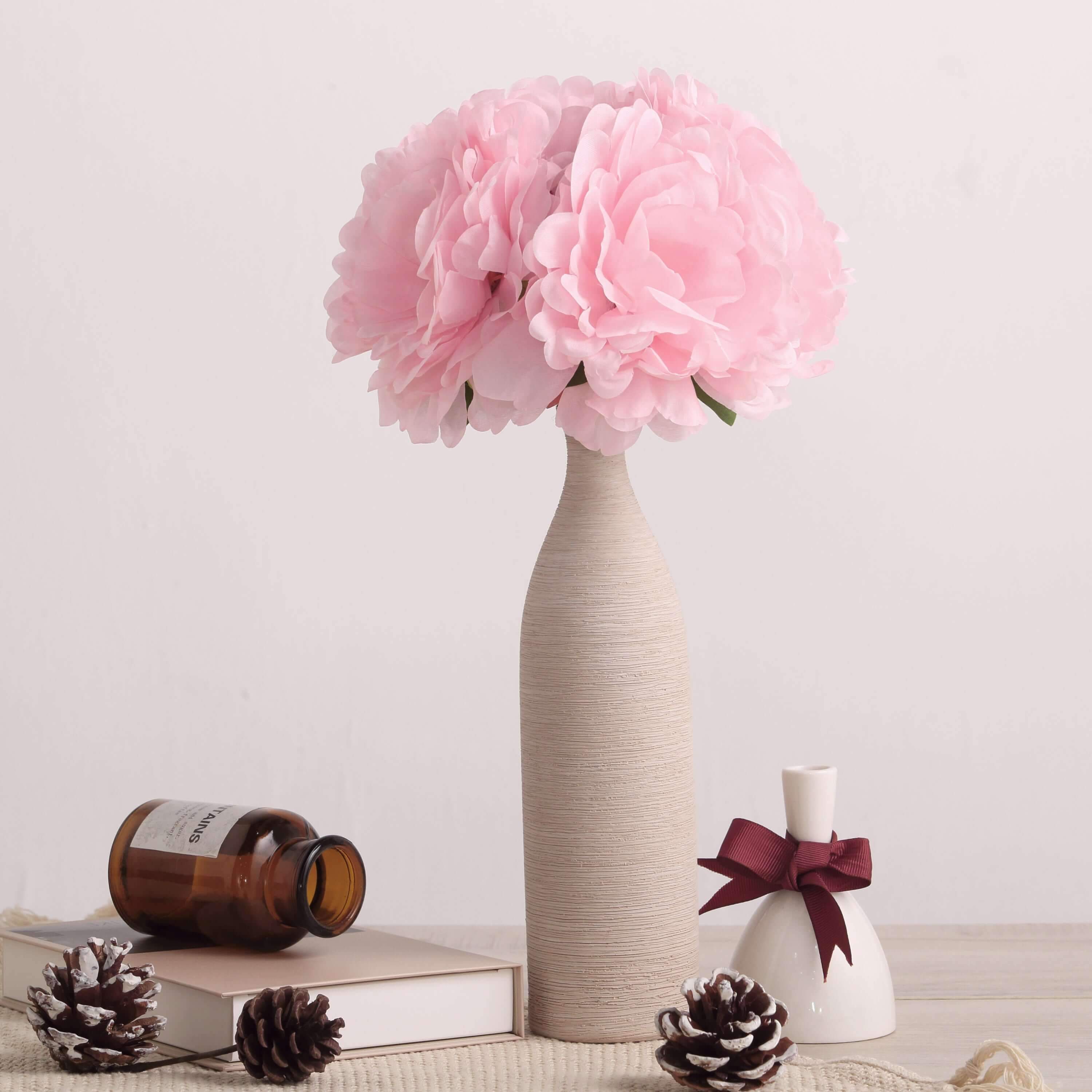 11-Piece Pink Real-Touch Artificial Silk Peony Bouquet - Ideal for Various Occasions