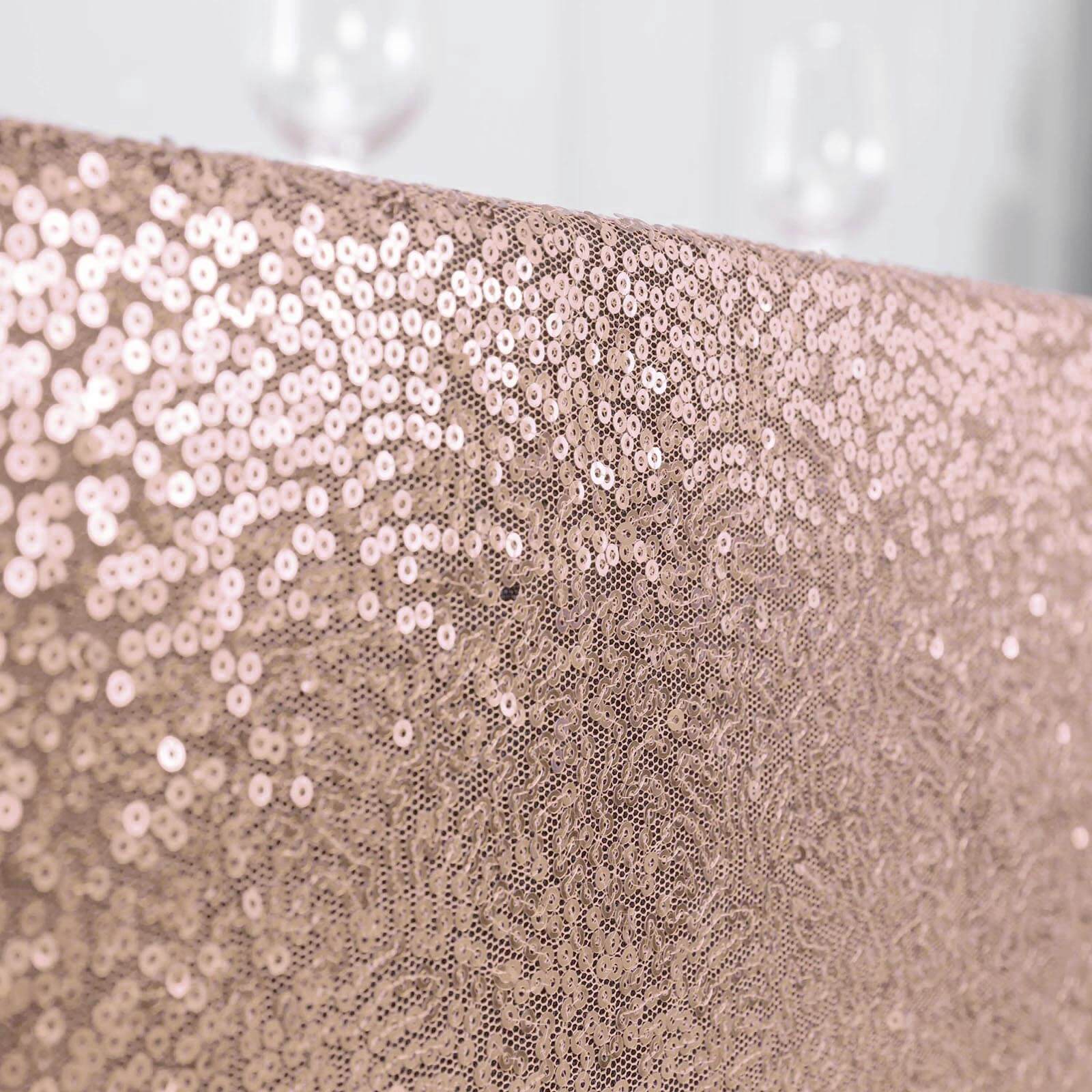 Hot! Rose Gold Seamless Sparkly Sequin Rectangle Tablecloth 90x132