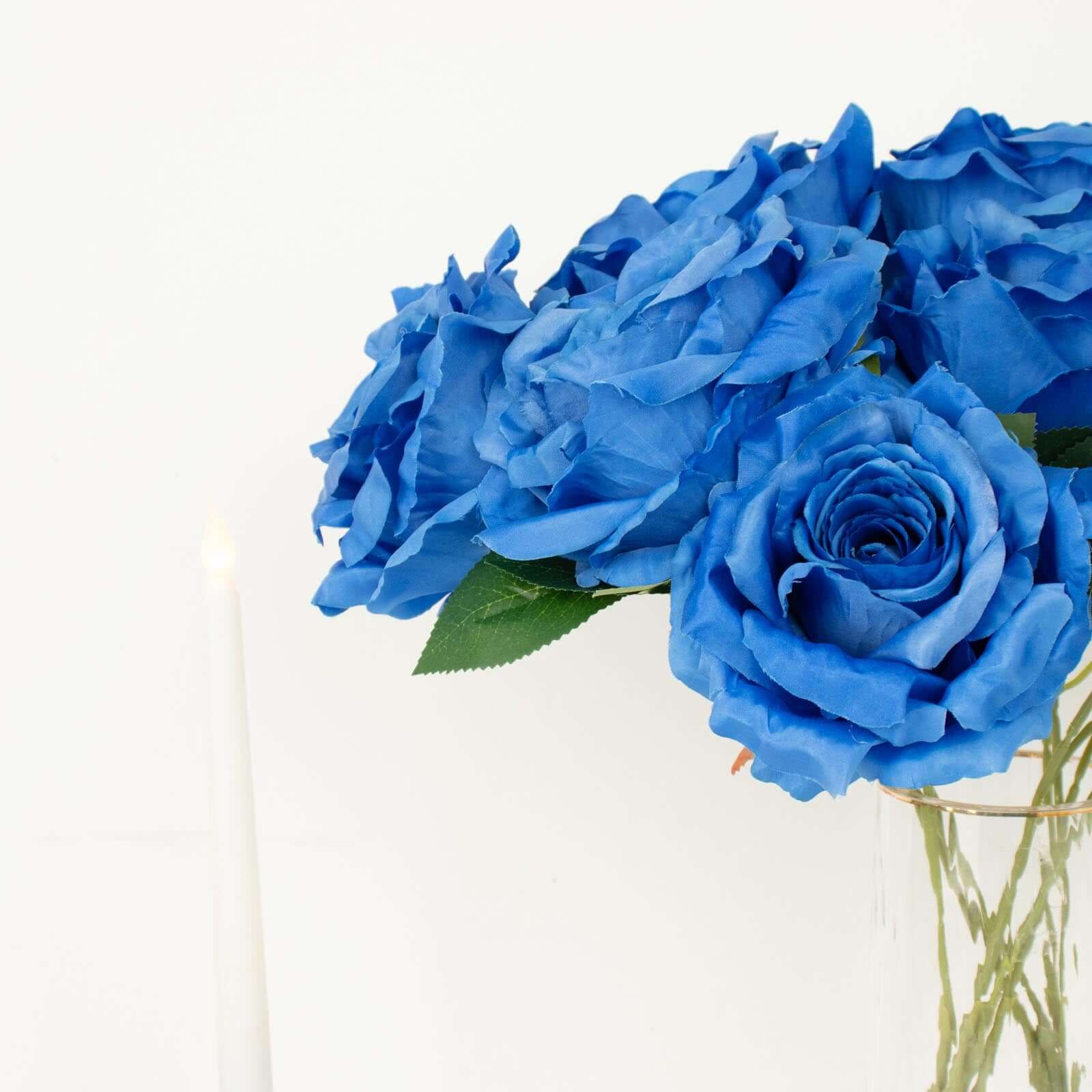 17' Royal Blue Premium Silk Jumbo Rose Flower Bouquet - High - Quality Artificial for Weddings