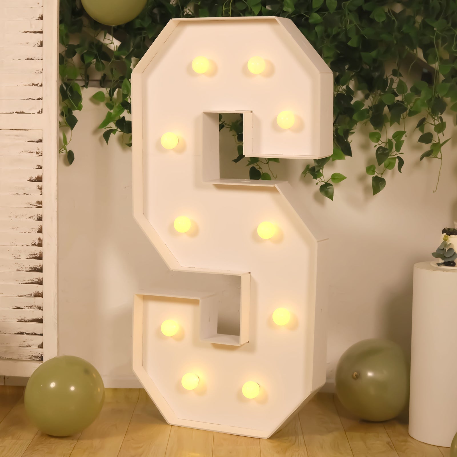 4ft White Giant LED Marquee Letter S with Warm White LEDs, Glue Gun & Sticks - Ideal for Events