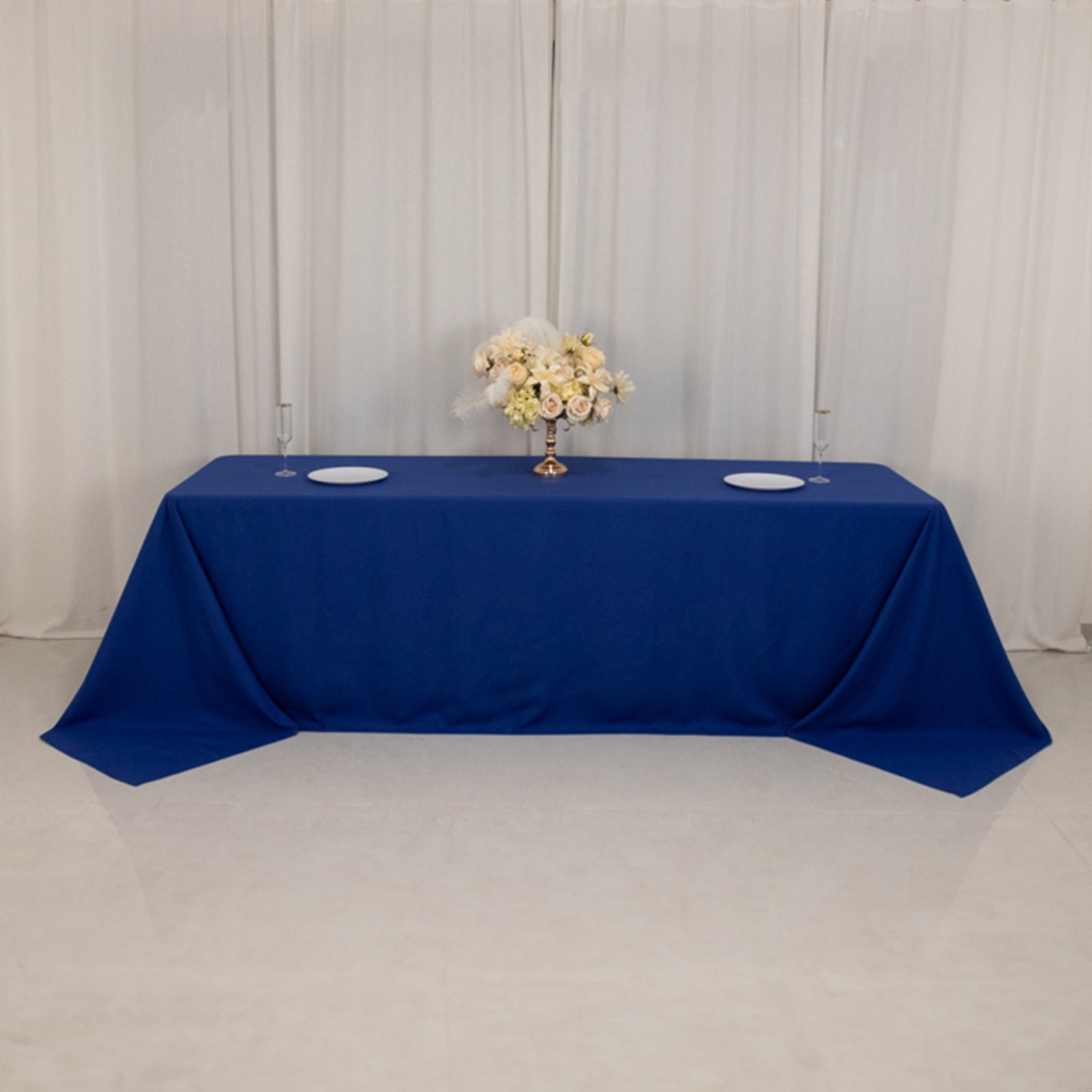 Royal Blue Seamless Wrinkle-Resistant Cotton Blend Tablecloth for Various Occasions, 90x156