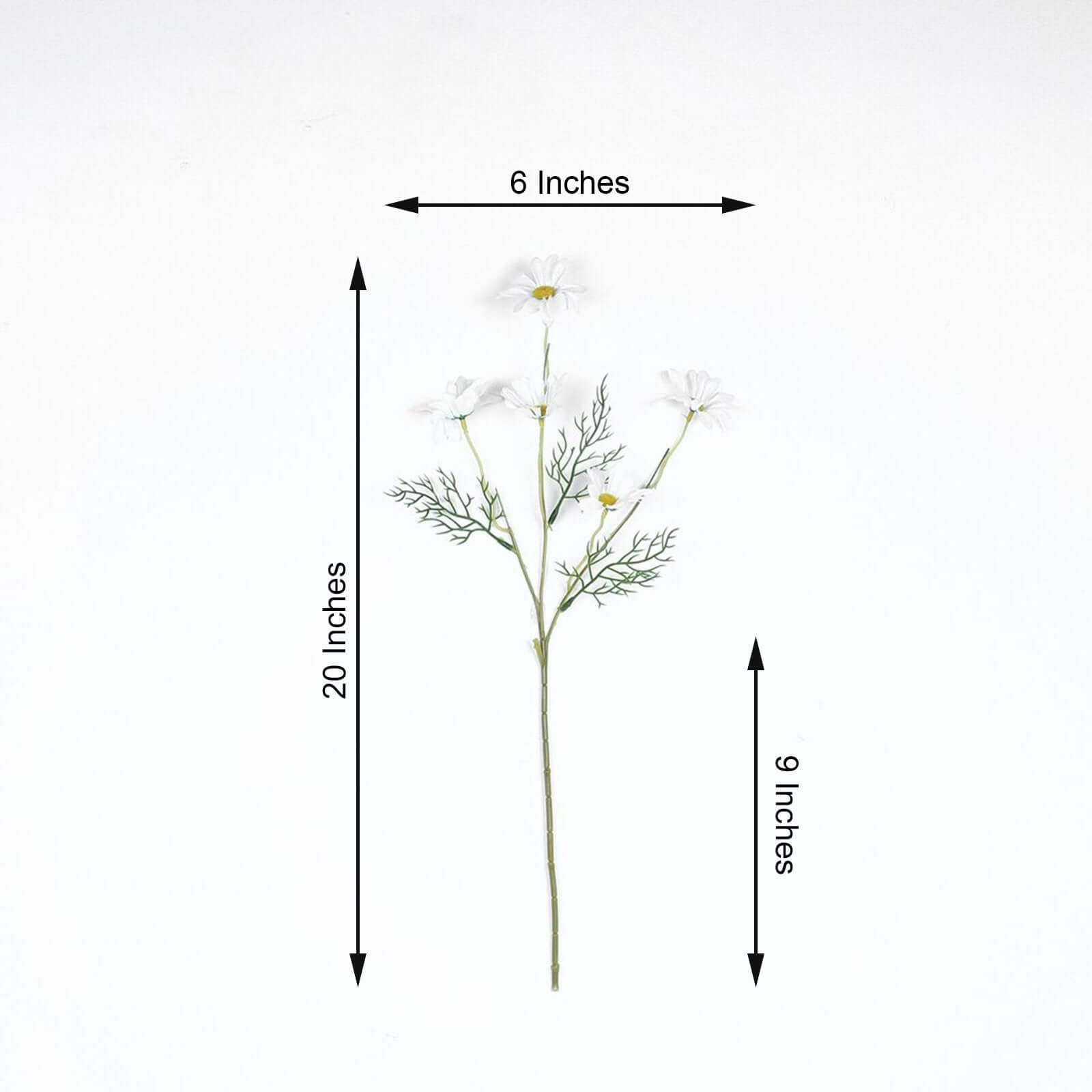 6-Bush White Artificial Silk Daisy Flower Stem Bouquet for Decor